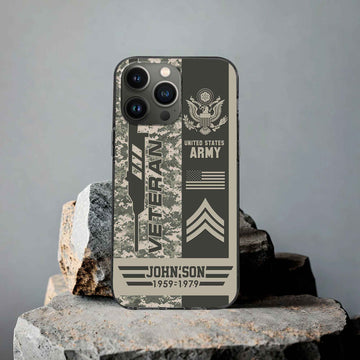 Unique Custom Name, Rank, Year US Army Phone Case VPVC504201, Gifts For Army Veteran, Gifts For Dad, For Husband, Best Gifts On Father's Day, Independence Day, Veterans Day.