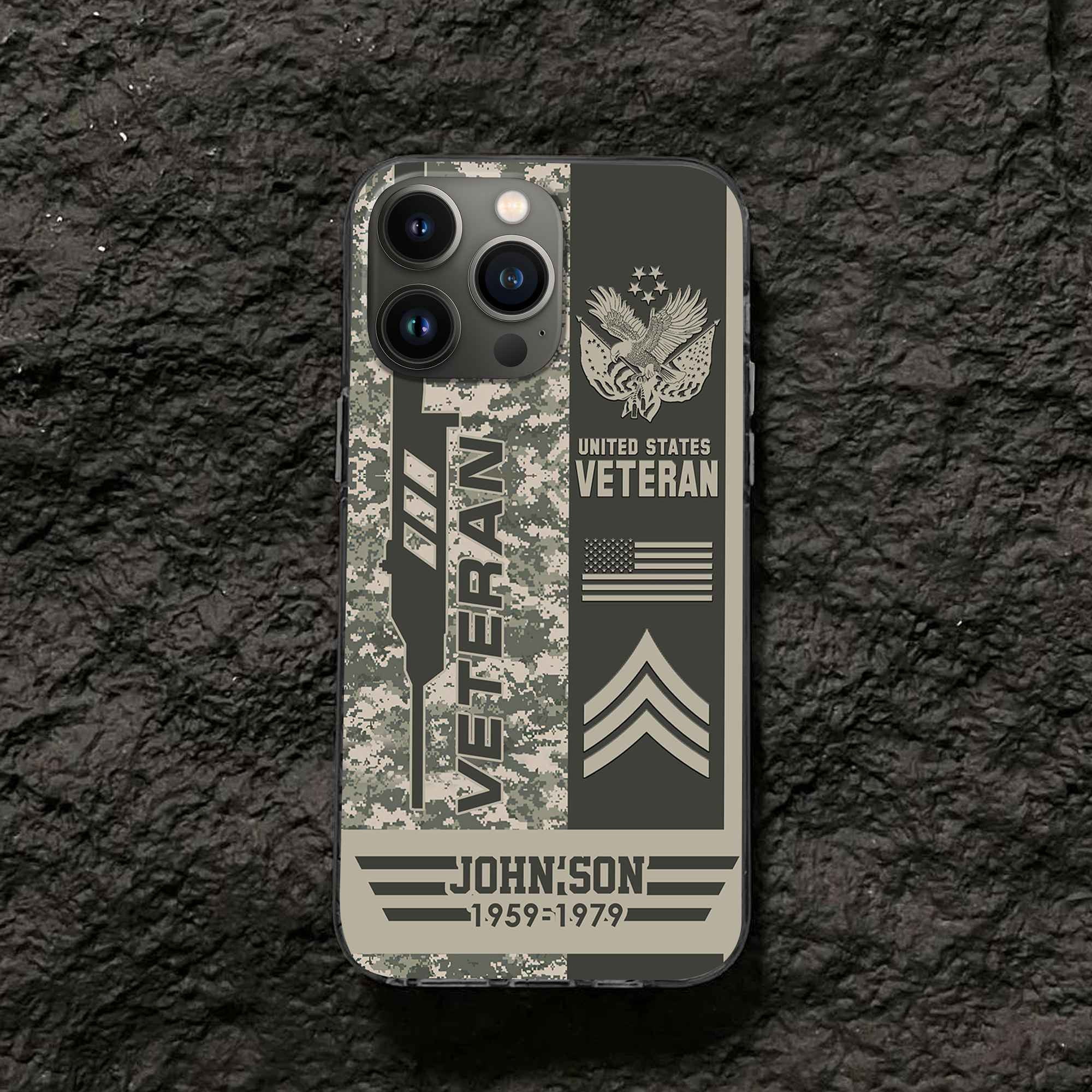 Unique Custom Name, Rank, Year, US Veteran Phone Case VPVC504207, Gifts For US Veteran, Gifts For Dad, For Husband, Best Gifts On Father's Day, Independence Day, Veterans Day.