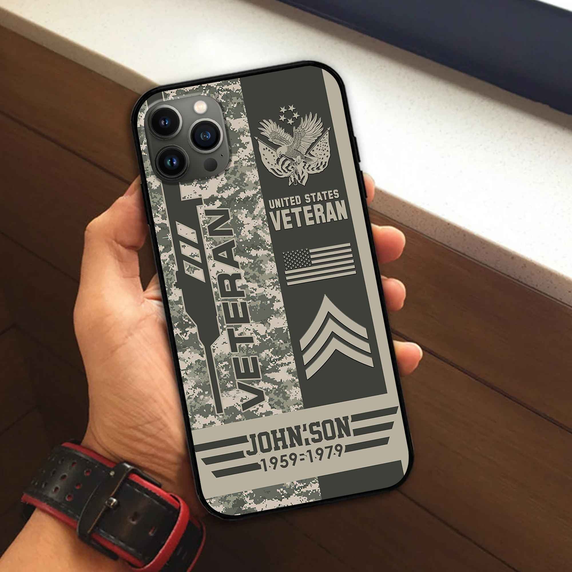 Unique Custom Name, Rank, Year, US Veteran Phone Case VPVC504207, Gifts For US Veteran, Gifts For Dad, For Husband, Best Gifts On Father's Day, Independence Day, Veterans Day.