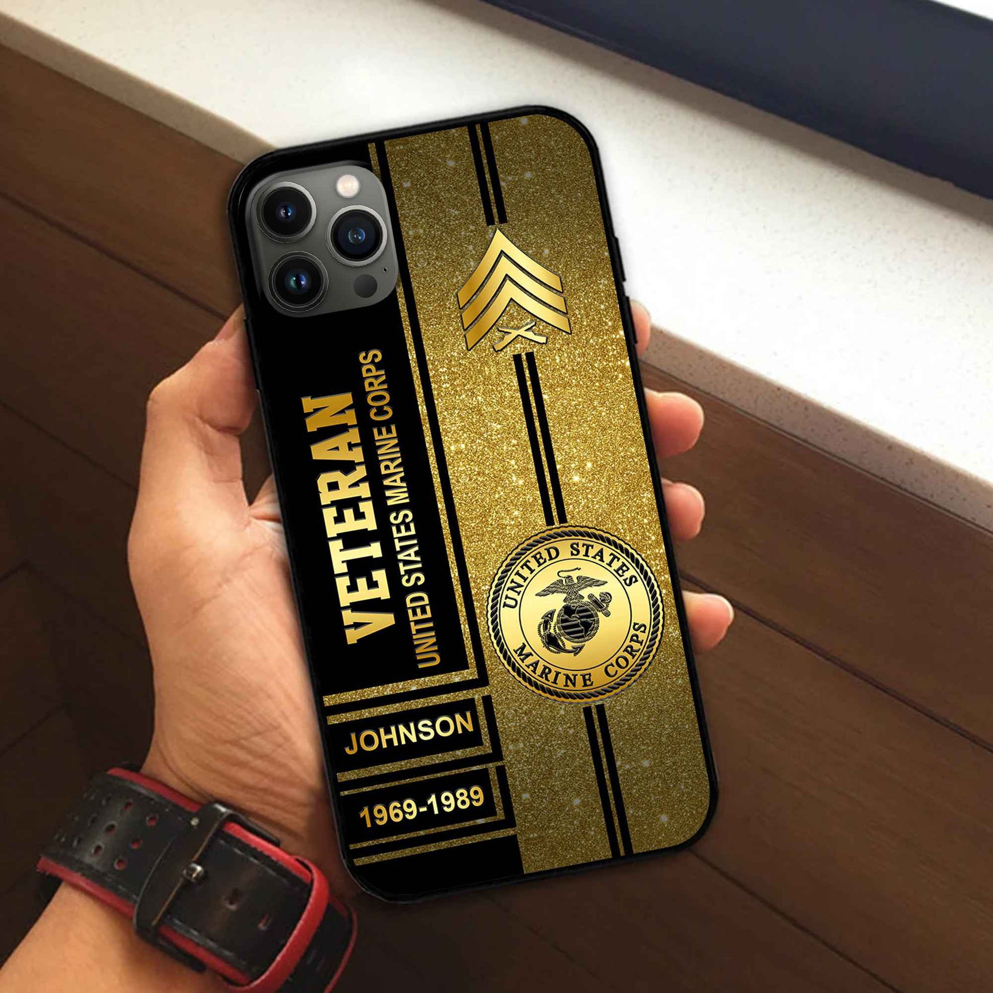 Premium USMC Phone Case VPVC504503, Custom Name, Rank, Year, Gifts For Marine Veteran, Best Gifts On Father's Day, Armed Forces Day, Independence Day, Veterans Day.