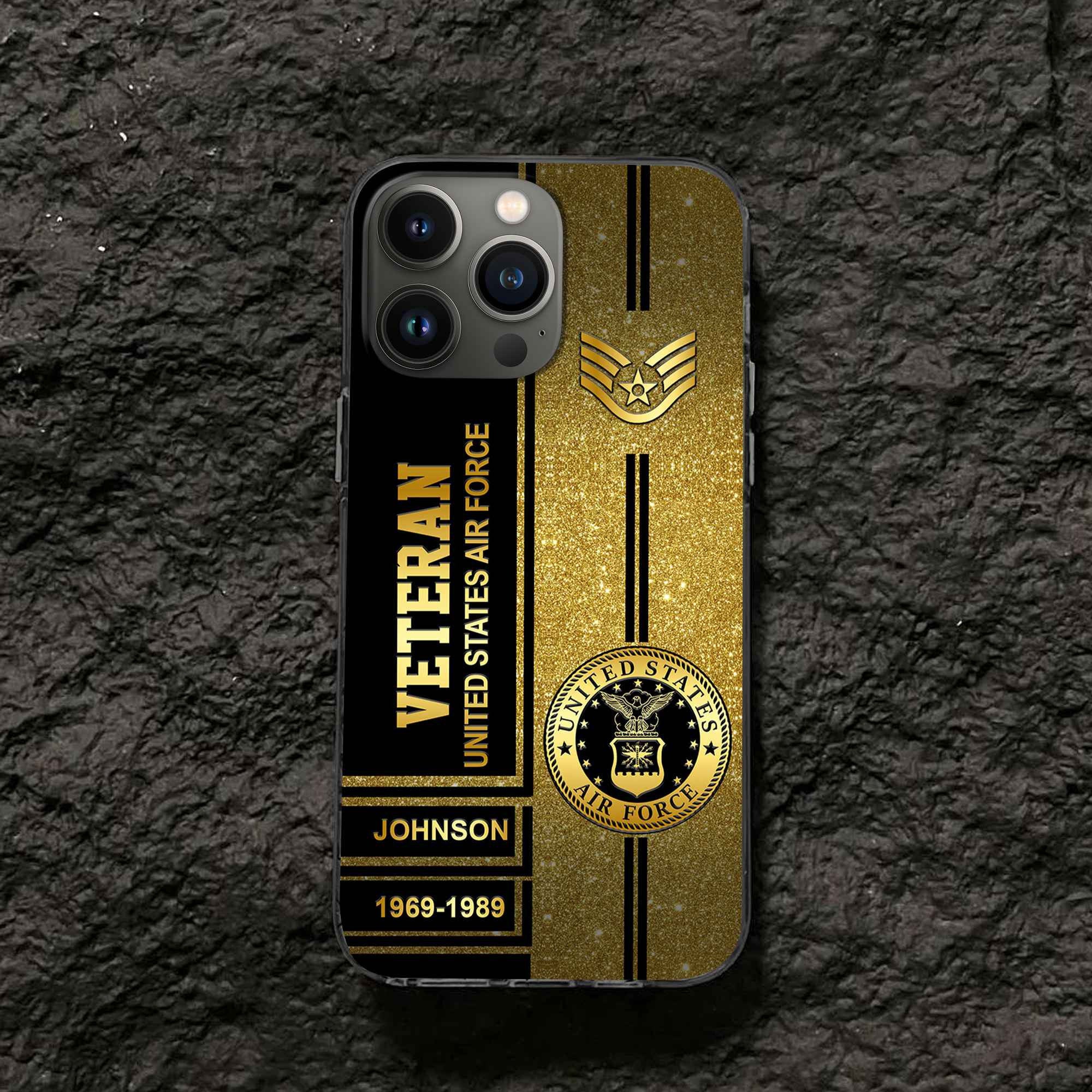 Premium USAF Phone Case VPVC504504, Custom Name, Rank, Year, Gifts For Air Force Veteran, Best Gifts On Father's Day, Armed Forces Day, Independence Day, Veterans Day.