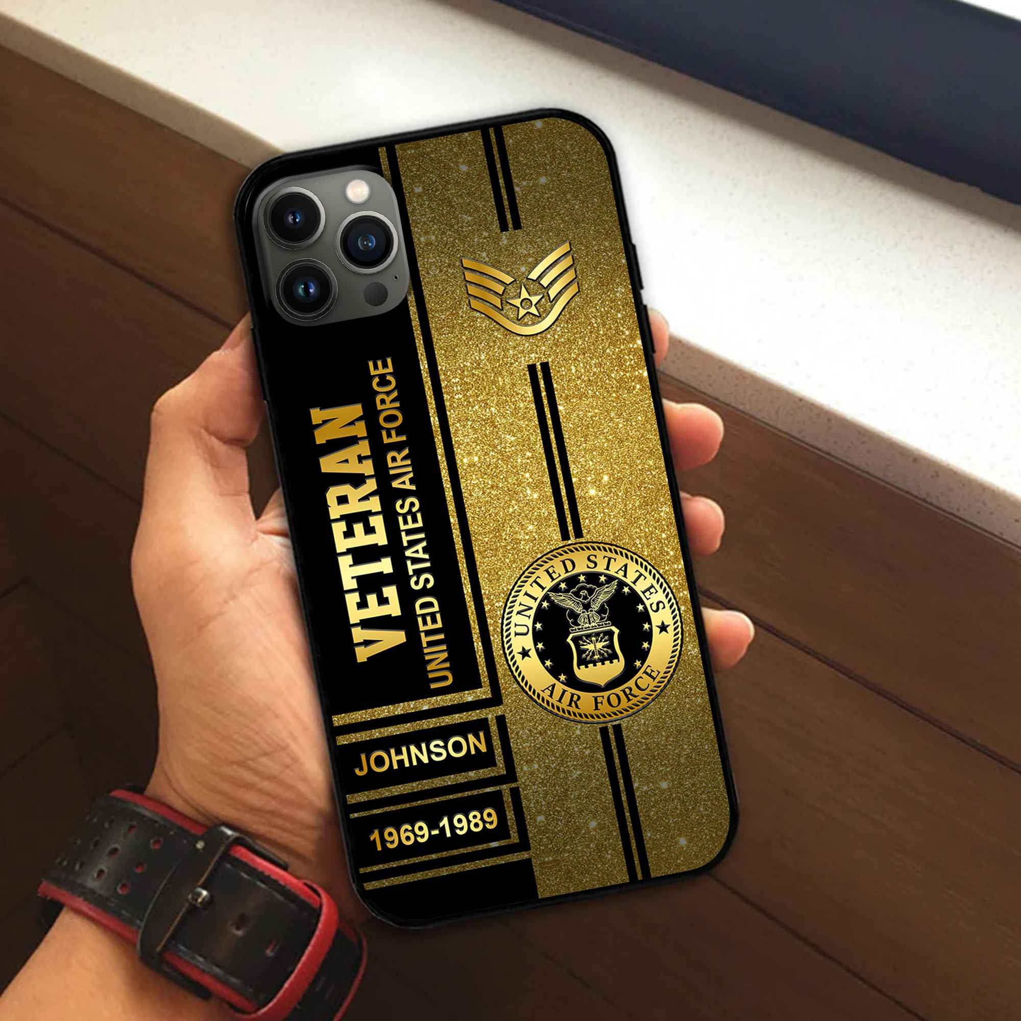 Premium USAF Phone Case VPVC504504, Custom Name, Rank, Year, Gifts For Air Force Veteran, Best Gifts On Father's Day, Armed Forces Day, Independence Day, Veterans Day.