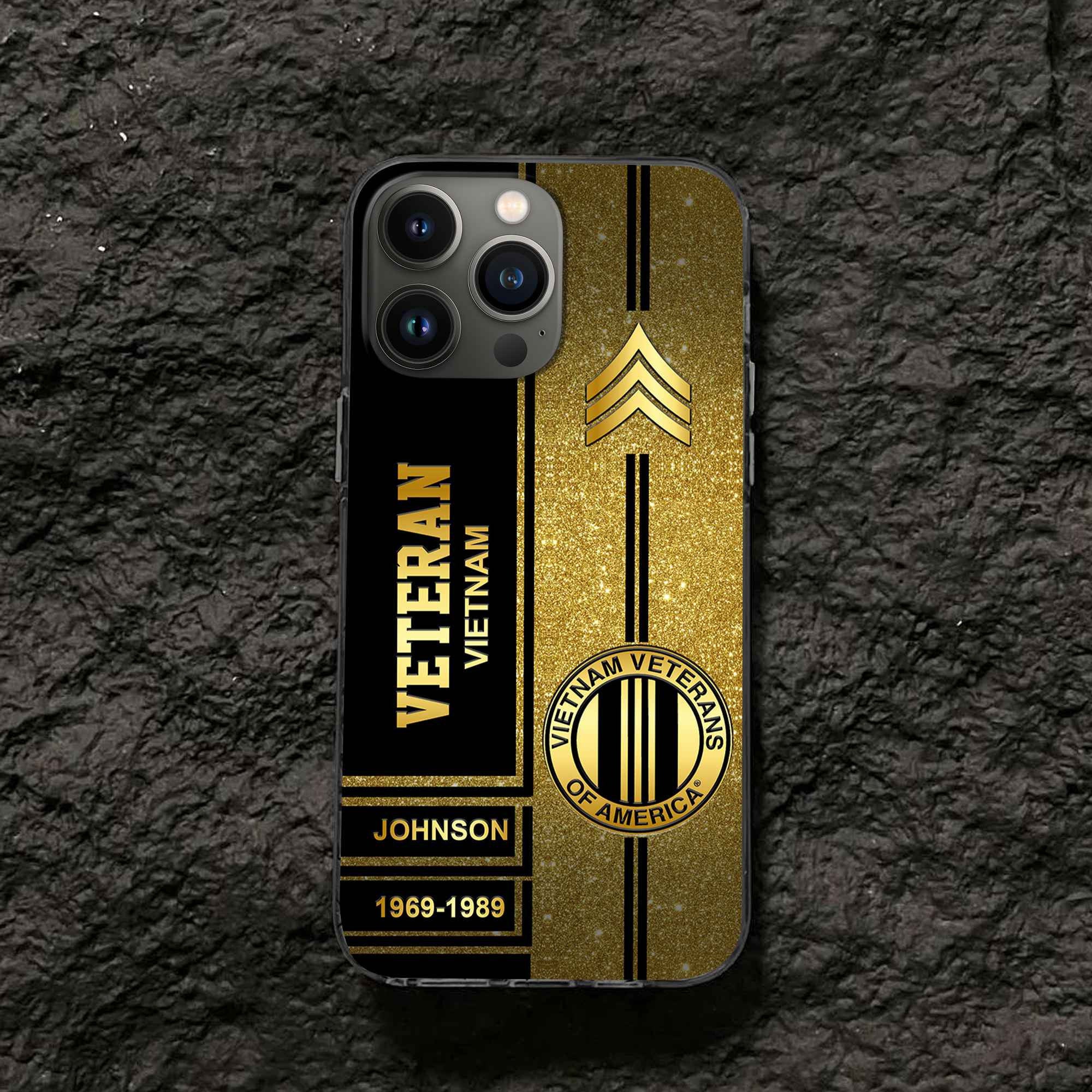 Premium Vietnam Veteran Phone Case VPVC504506, Custom Name, Rank, Year, Gifts For Vietnam Veteran, Best Gifts On Father's Day, Armed Forces Day, Independence Day, Veterans Day.