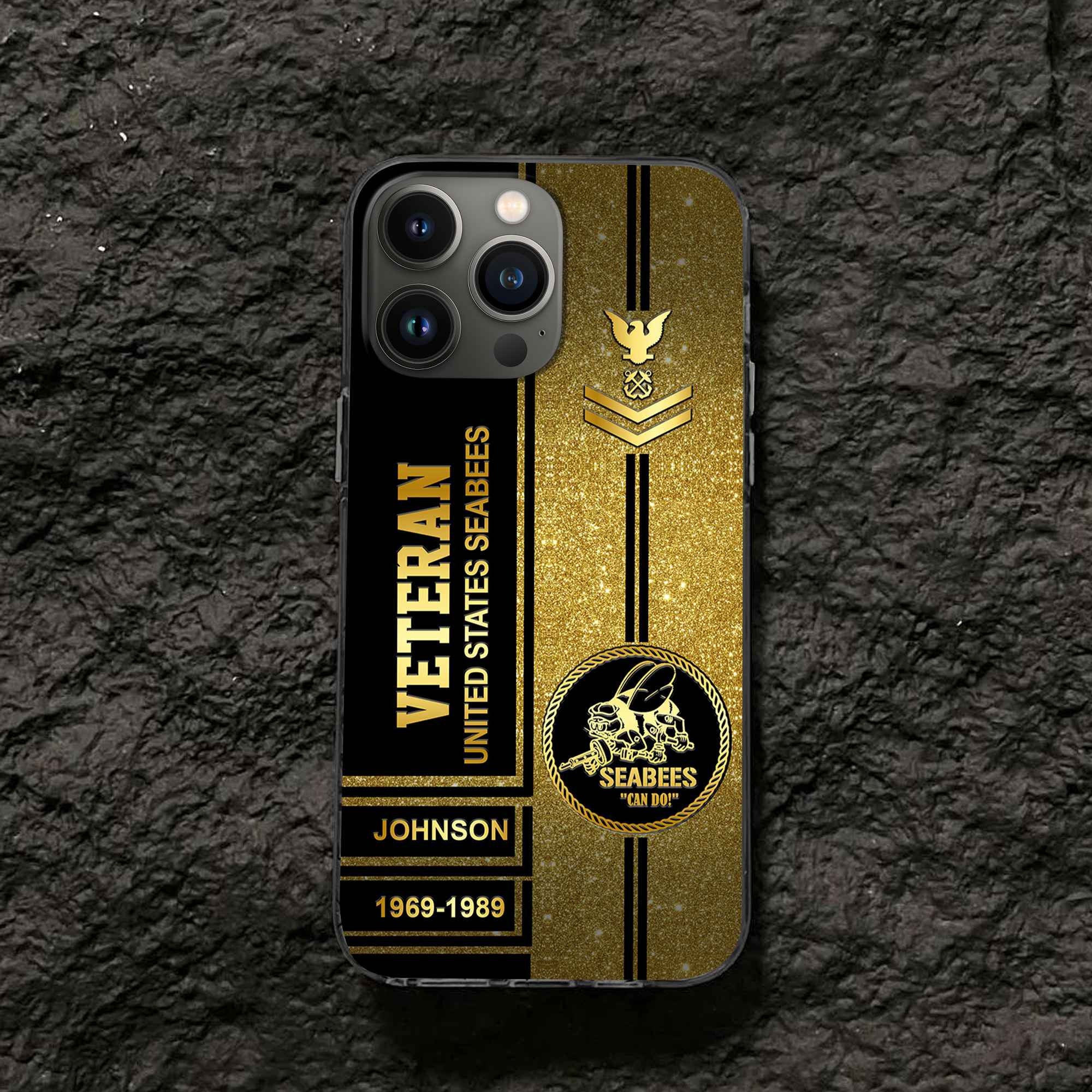 Premium US Seabees Phone Case VPVC504509, Custom Name, Rank, Year, Gifts For US Seabees, Best Gifts On Father's Day, Armed Forces Day, Independence Day, Veterans Day.