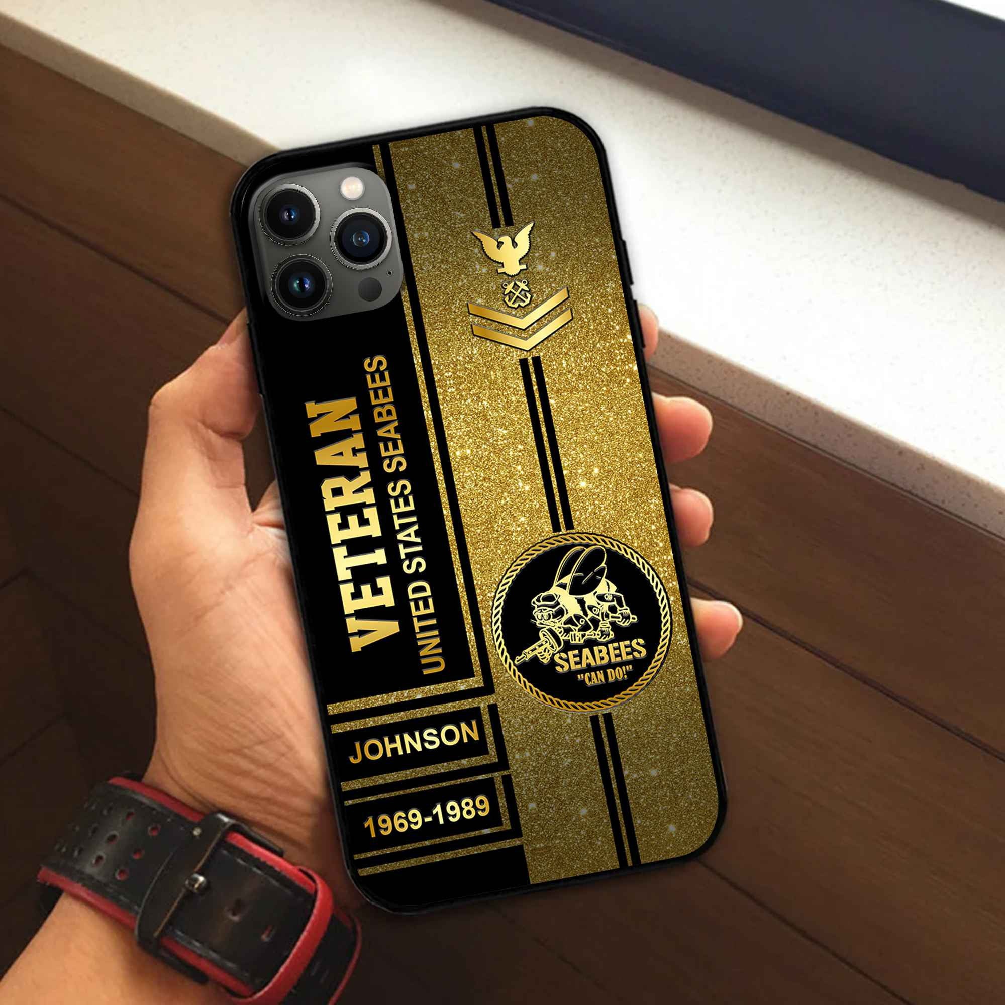 Premium US Seabees Phone Case VPVC504509, Custom Name, Rank, Year, Gifts For US Seabees, Best Gifts On Father's Day, Armed Forces Day, Independence Day, Veterans Day.