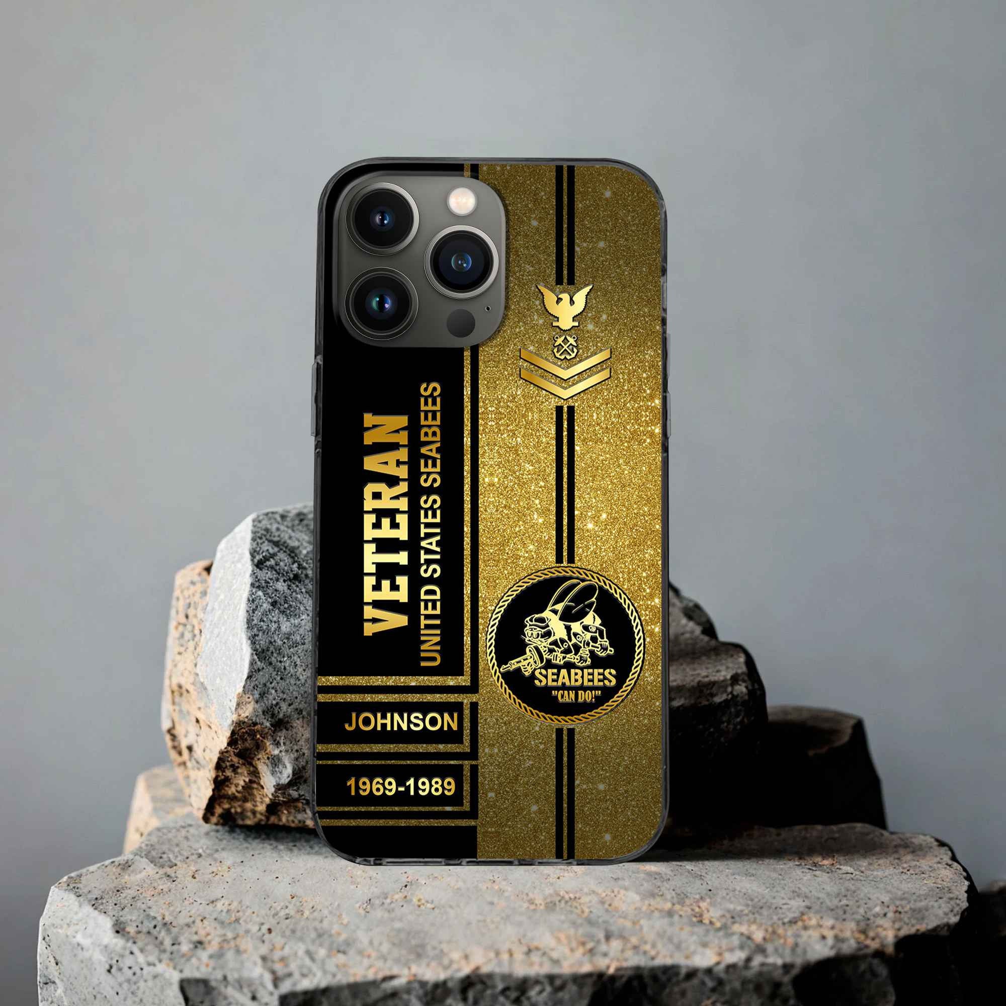 Premium US Seabees Phone Case VPVC504509, Custom Name, Rank, Year, Gifts For US Seabees, Best Gifts On Father's Day, Armed Forces Day, Independence Day, Veterans Day.