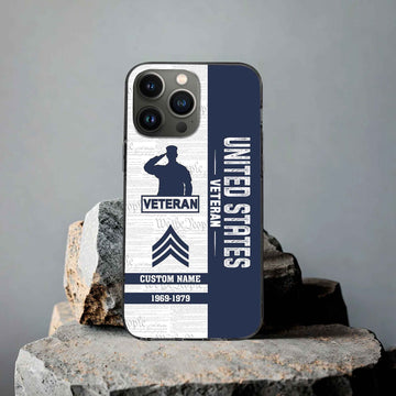 Unique Custom Name, Rank, Year, US Veteran Phone Case VPVC504707, Gifts For US Veteran, Gifts For Dad, For Husband, Best Gifts On Father's Day, Independence Day, Veterans Day.