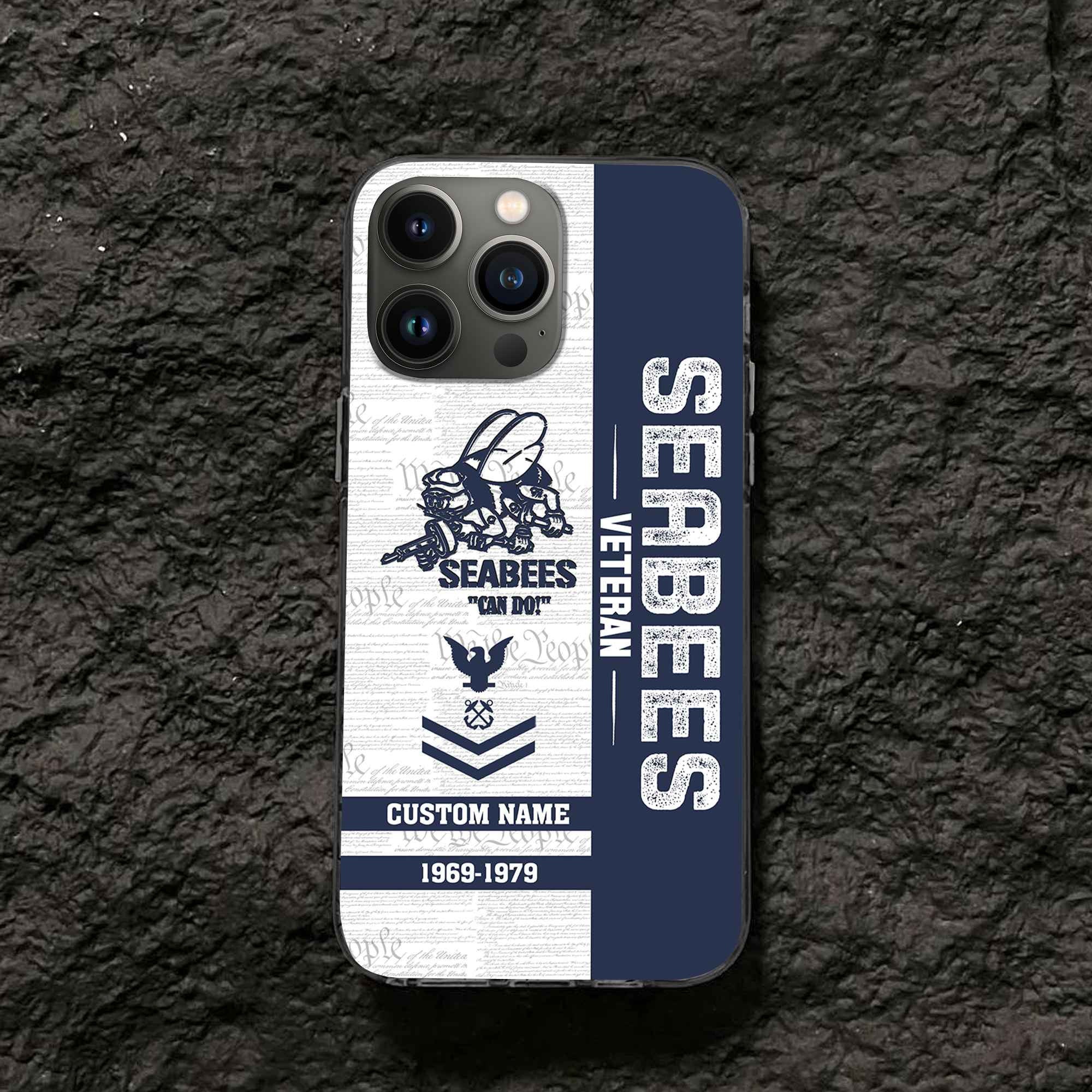 Unique Custom Name, Rank, Year, US Seabees Phone Case VPVC504709, Gifts For Seabees Veteran, Gifts For Dad, For Husband, Best Gifts On Father's Day, Independence Day, Veterans Day.