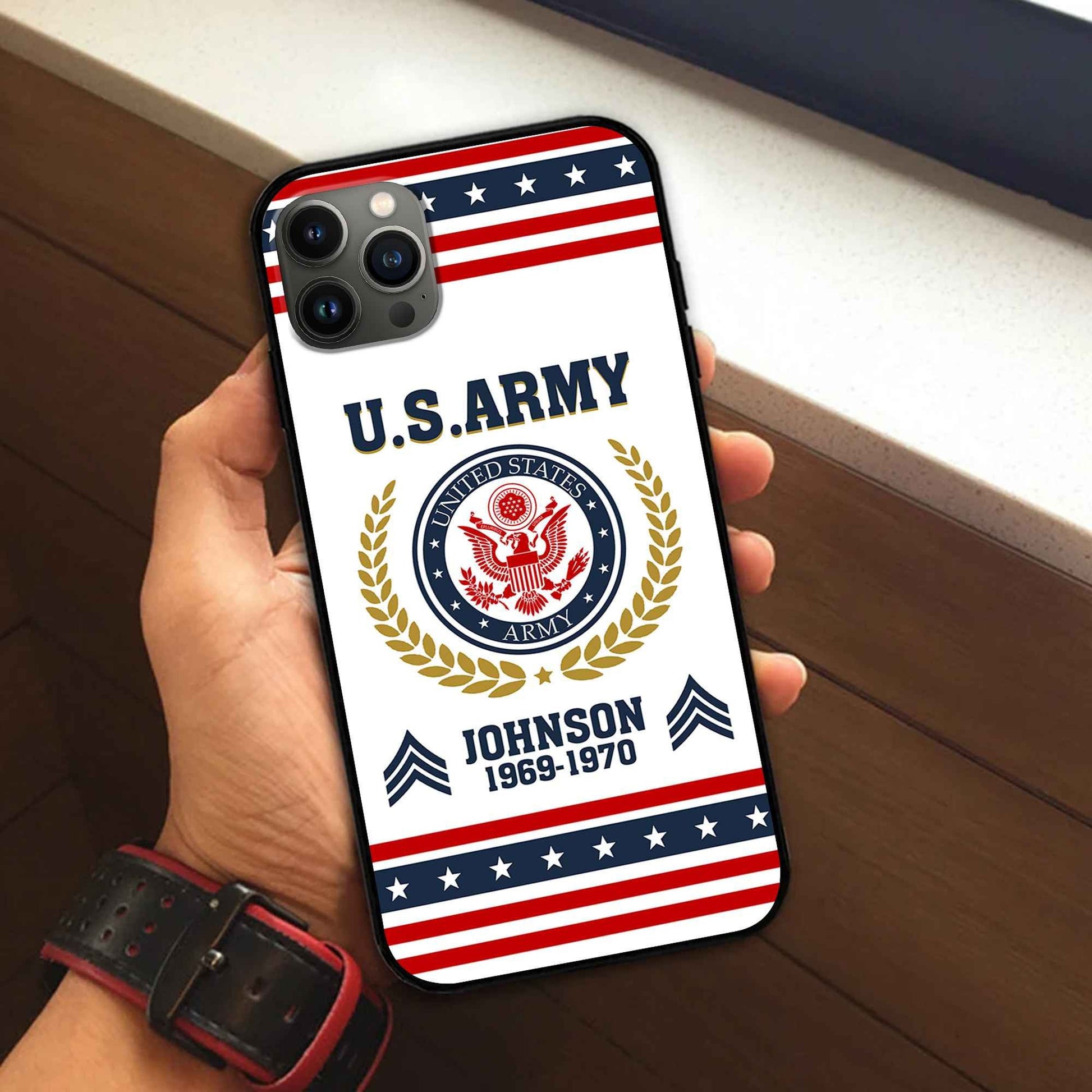 Premium US Army Phone Case VPVC505001, Custom Name, Rank, Year, Gifts For Army Veteran, Best Gifts On Father's Day, Armed Forces Day, Independence Day, Veterans Day.