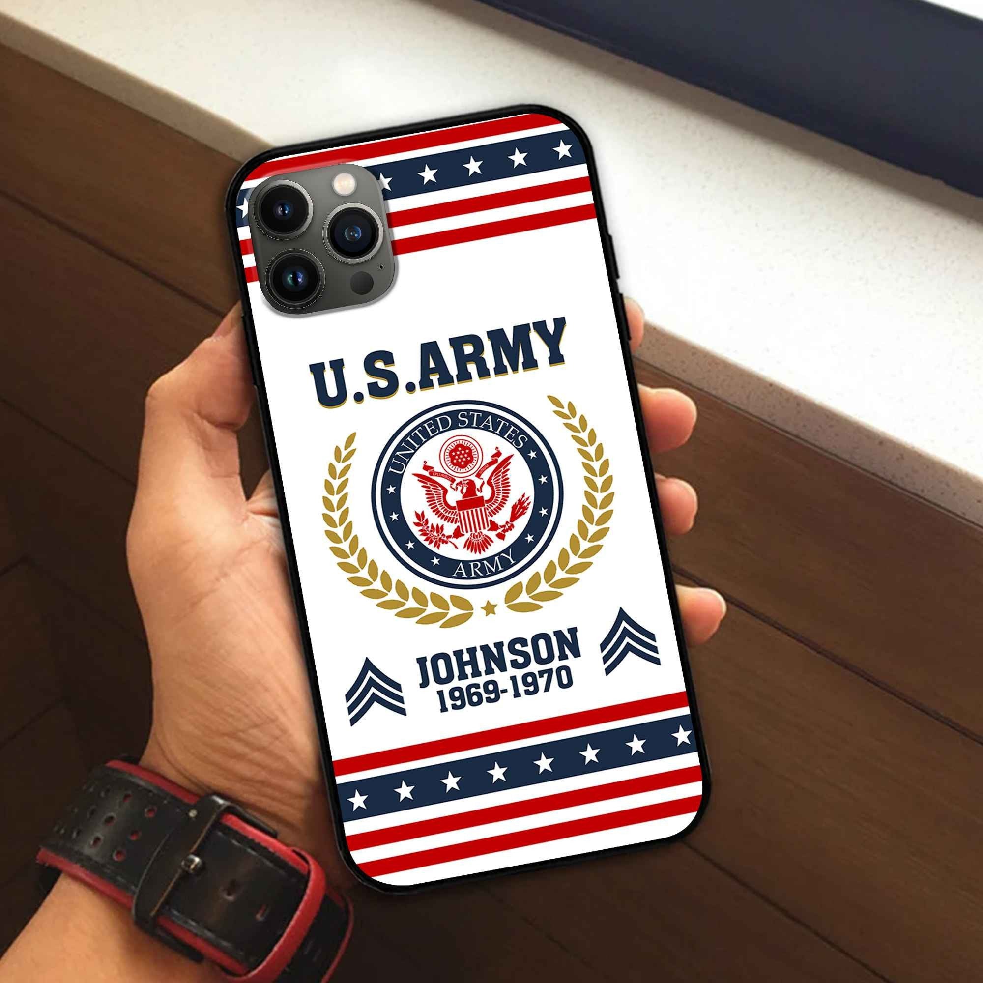 Premium US Army Phone Case VPVC505001, Custom Name, Rank, Year, Gifts For Army Veteran, Best Gifts On Father's Day, Armed Forces Day, Independence Day, Veterans Day.
