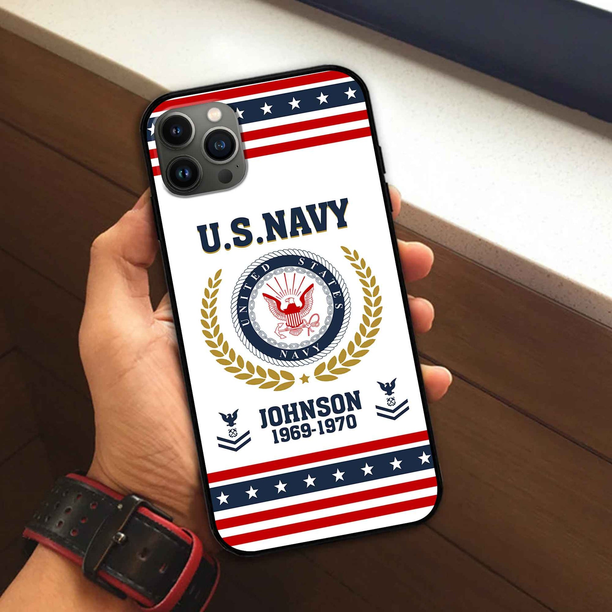 Premium US Navy Phone Case VPVC505002, Custom Name, Rank, Year, Gifts For Navy Veteran, Best Gifts On Father's Day, Armed Forces Day, Independence Day, Veterans Day.