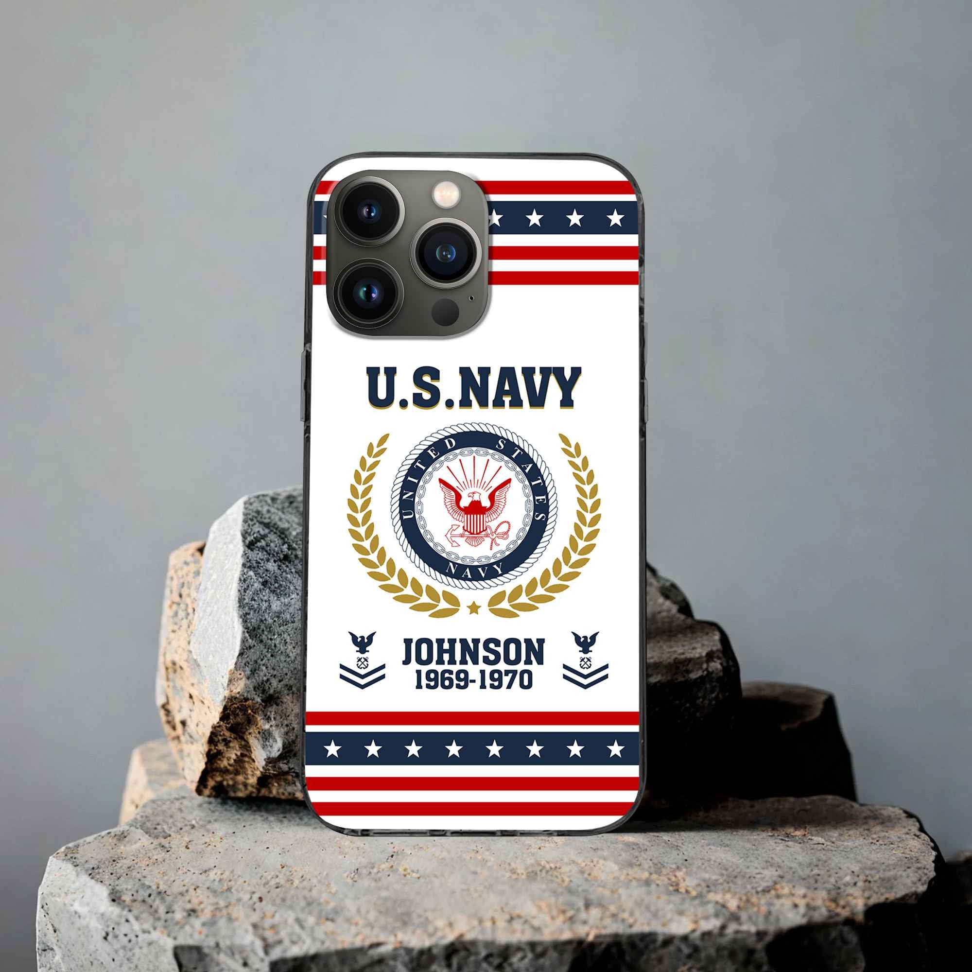 Premium US Navy Phone Case VPVC505002, Custom Name, Rank, Year, Gifts For Navy Veteran, Best Gifts On Father's Day, Armed Forces Day, Independence Day, Veterans Day.