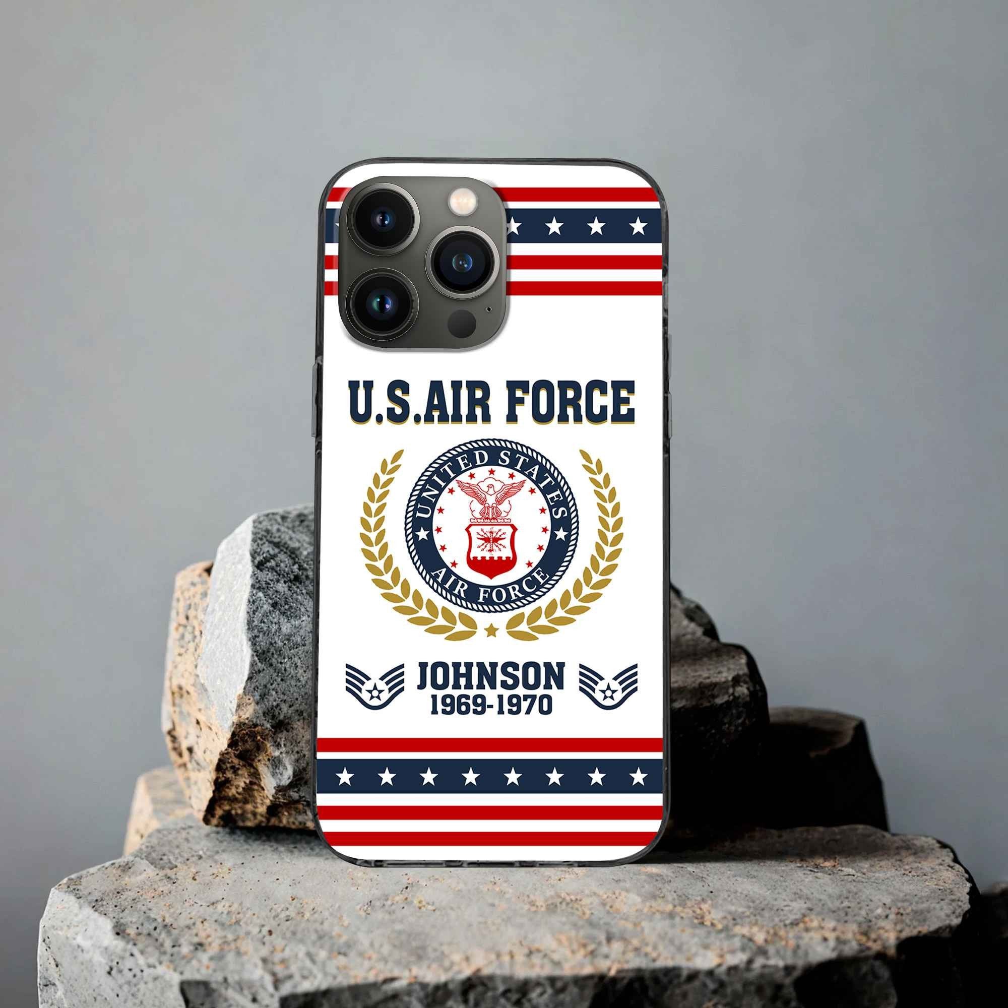 Premium USAF Phone Case VPVC505004, Custom Name, Rank, Year, Gifts For Air Force Veteran, Best Gifts On Father's Day, Armed Forces Day, Independence Day, Veterans Day.