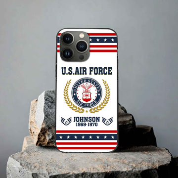 Premium USAF Phone Case VPVC505004, Custom Name, Rank, Year, Gifts For Air Force Veteran, Best Gifts On Father's Day, Armed Forces Day, Independence Day, Veterans Day.