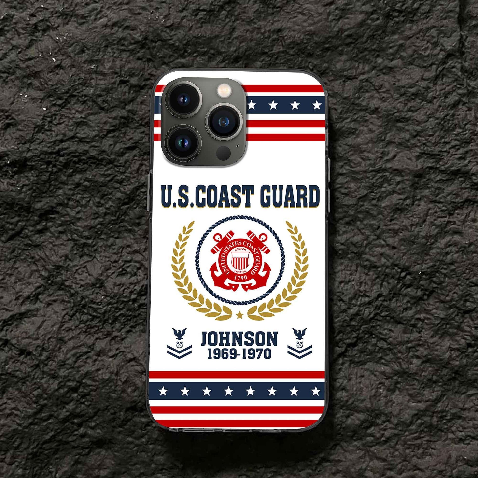 Premium USCG Phone Case VPVC505005, Custom Name, Rank, Year, Gifts For Coast Guard Veteran, Best Gifts On Father's Day, Armed Forces Day, Independence Day, Veterans Day.