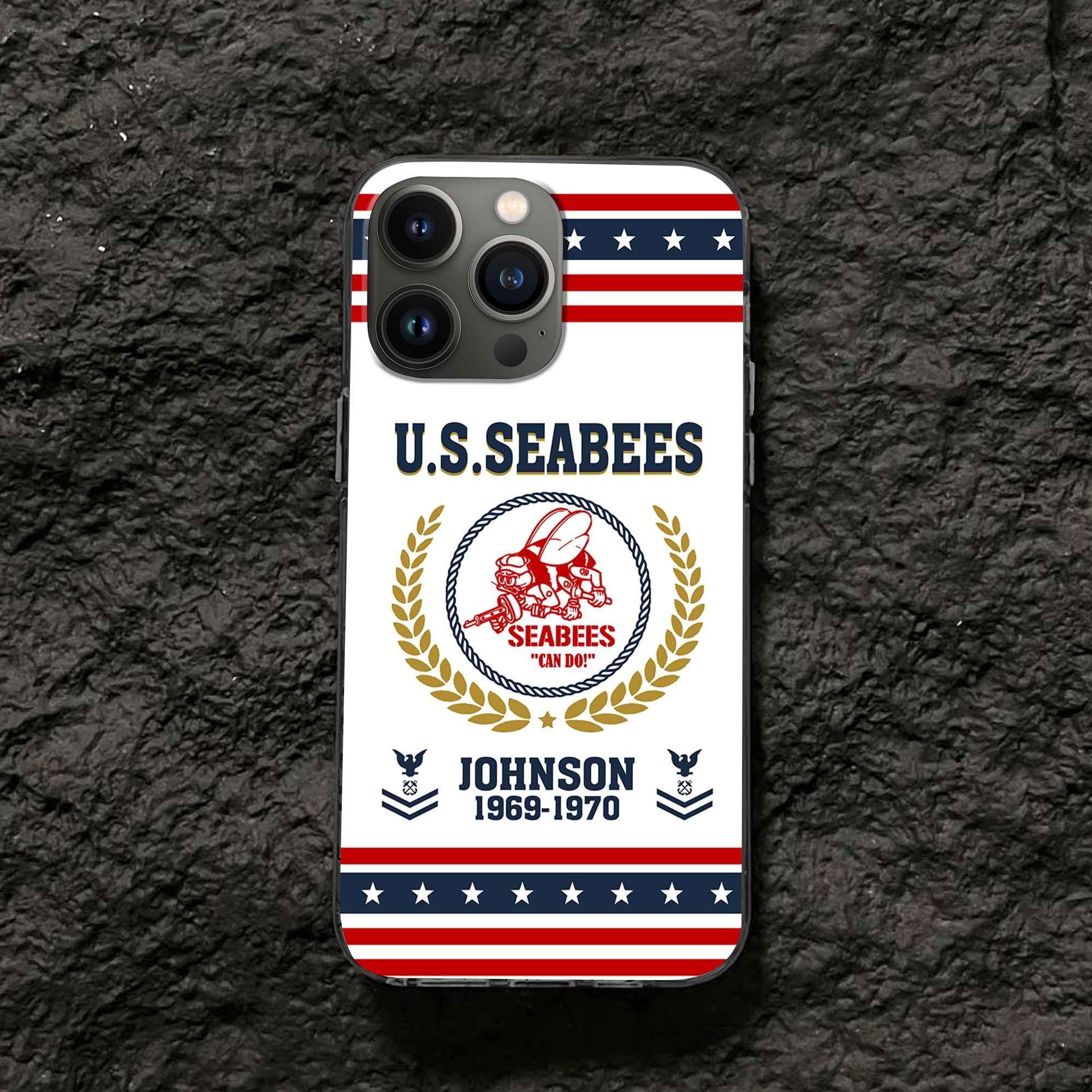 Premium US Seabees Phone Case VPVC505009, Custom Name, Rank, Year, Gifts For US Seabees, Best Gifts On Father's Day, Armed Forces Day, Independence Day, Veterans Day.
