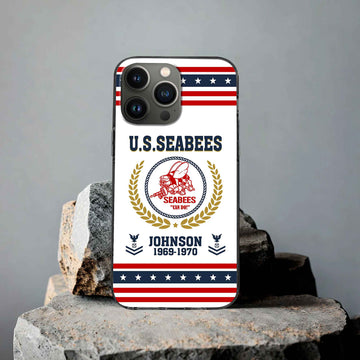 Premium US Seabees Phone Case VPVC505009, Custom Name, Rank, Year, Gifts For US Seabees, Best Gifts On Father's Day, Armed Forces Day, Independence Day, Veterans Day.