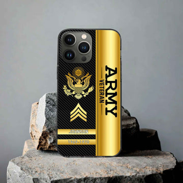 Unique Custom Name, Rank, Year US Army Phone Case VPVC505201, Gifts For Army Veteran, Gifts For Dad, For Husband, Best Gifts On Father's Day, Independence Day, Veterans Day.