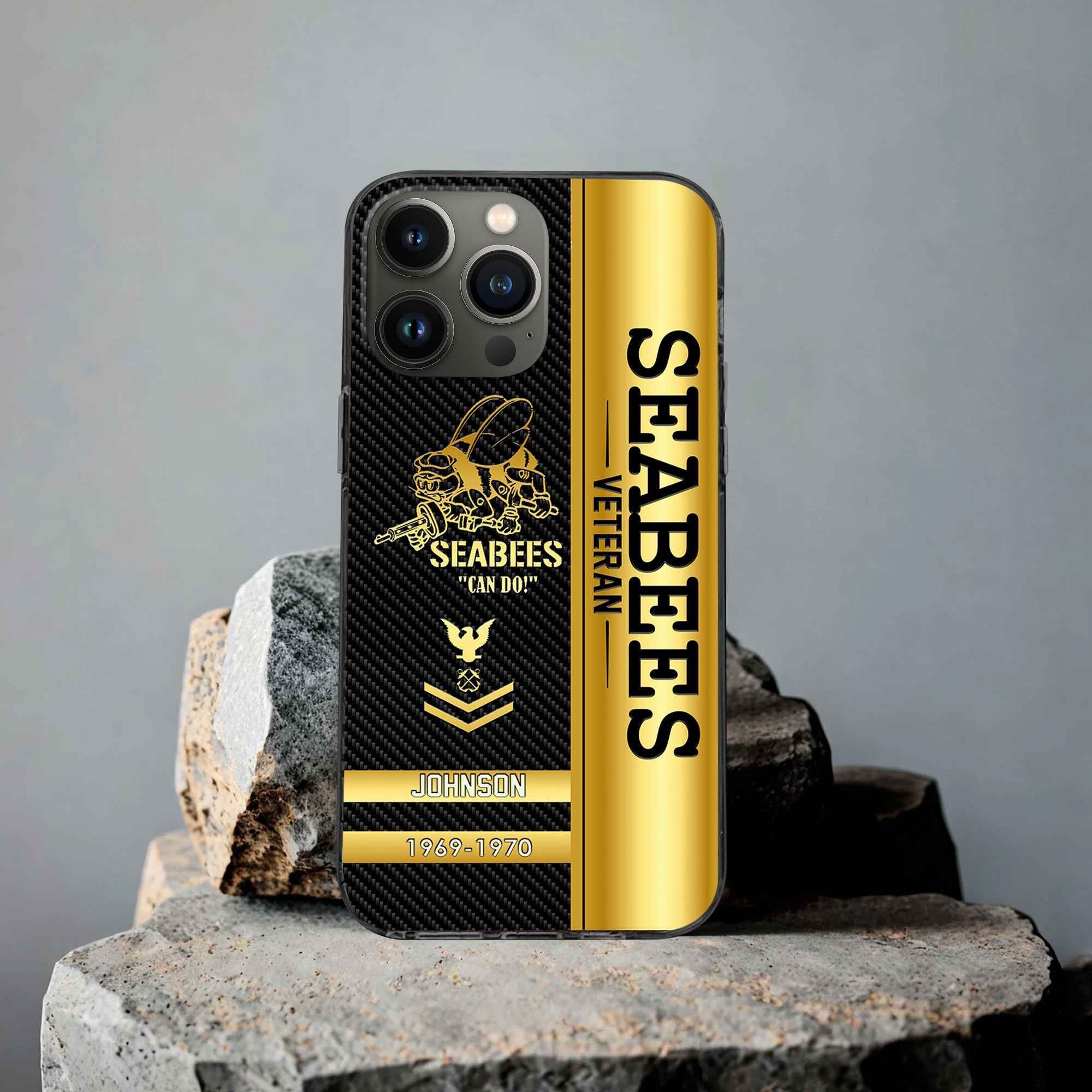 Unique Custom Name, Rank, Year, US Seabees Phone Case VPVC505209, Gifts For Seabees Veteran, Gifts For Dad, For Husband, Best Gifts On Father's Day, Independence Day, Veterans Day.