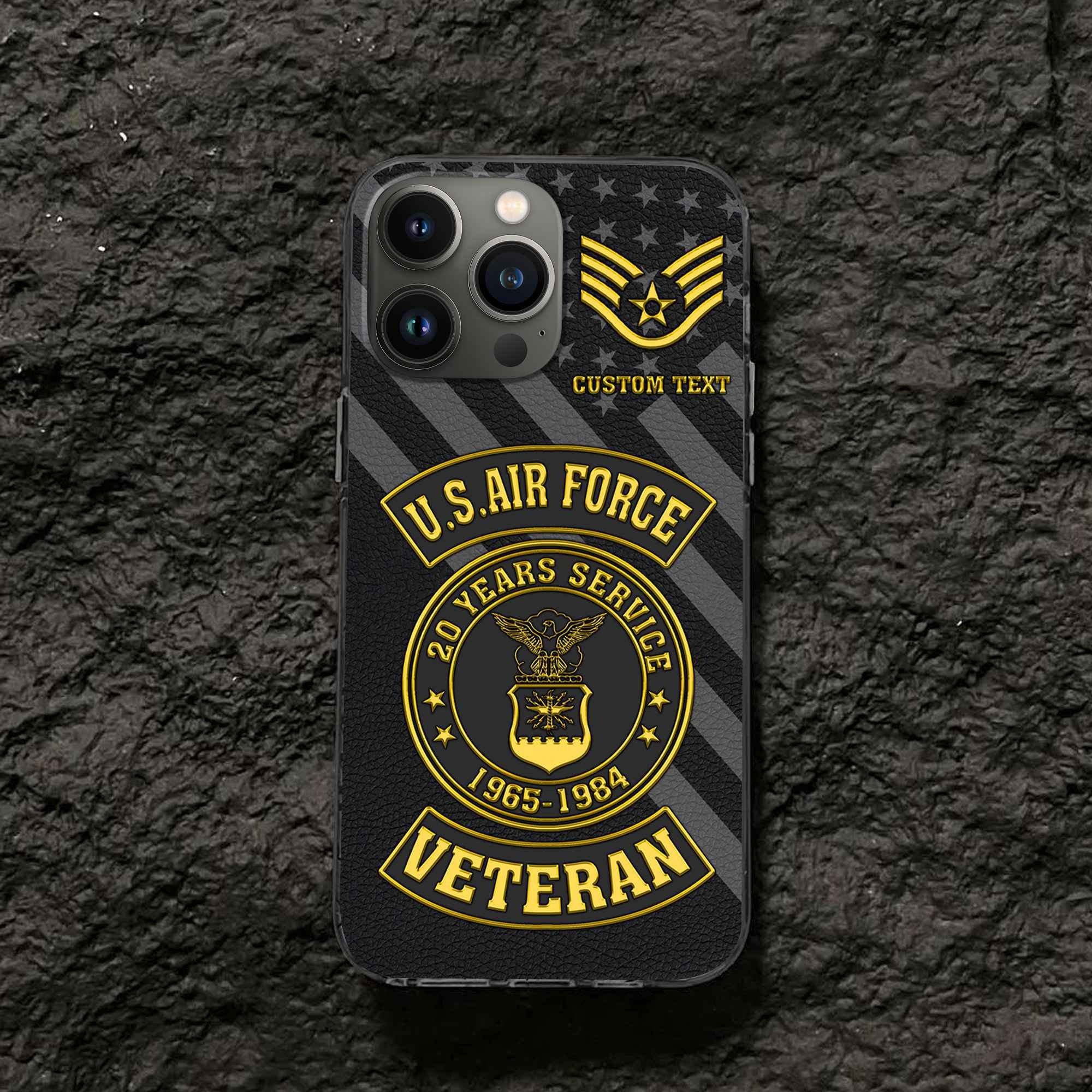 Premium USAF Phone Case VPVC505504, Custom Name, Rank, Year, Gifts For Air Force Veteran, Best Gifts On Father's Day, Armed Forces Day, Independence Day, Veterans Day.