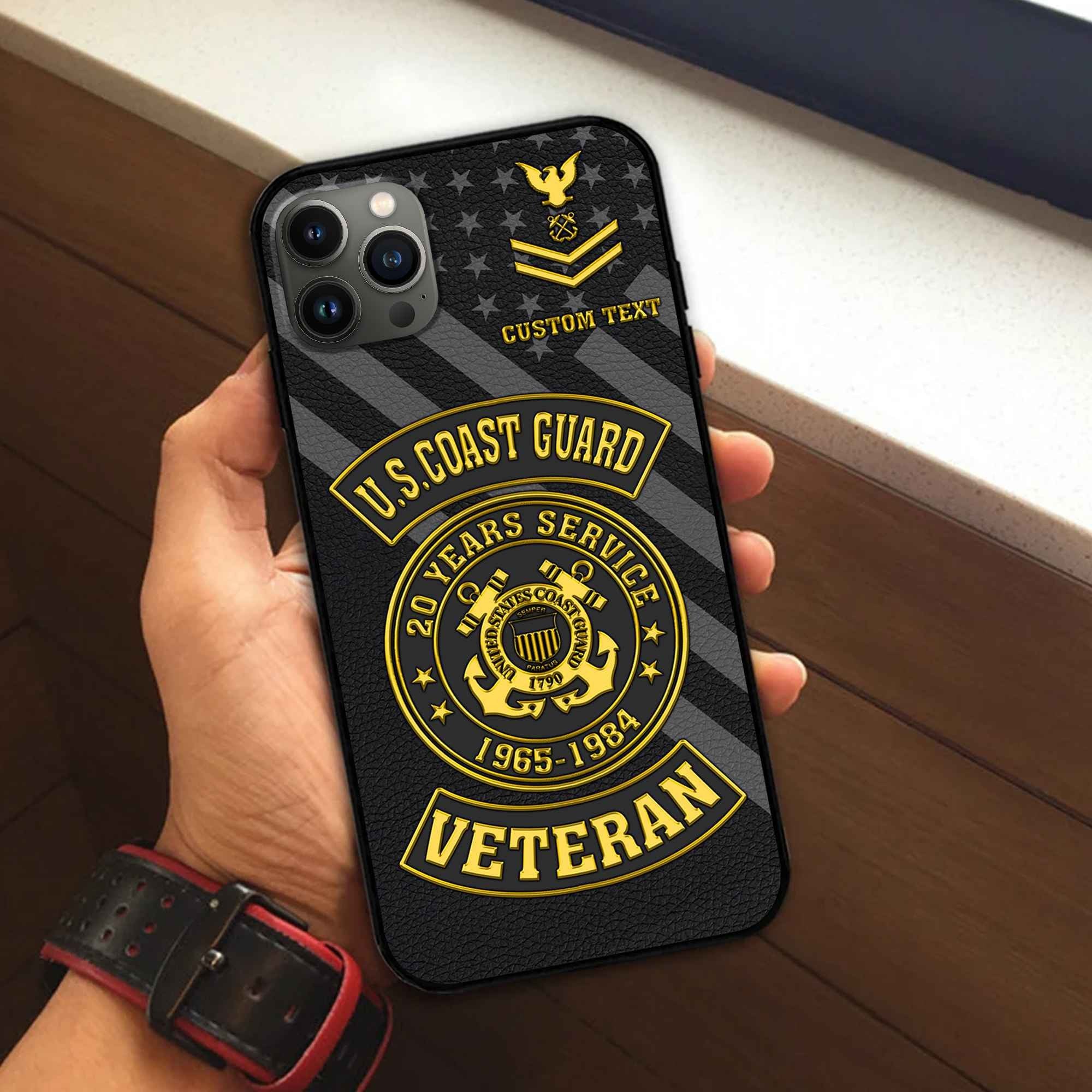 Premium USCG Phone Case VPVC505505, Custom Name, Rank, Year, Gifts For Coast Guard Veteran, Best Gifts On Father's Day, Armed Forces Day, Independence Day, Veterans Day.