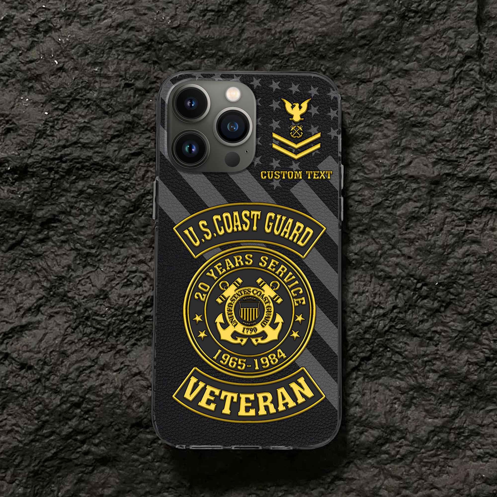 Premium USCG Phone Case VPVC505505, Custom Name, Rank, Year, Gifts For Coast Guard Veteran, Best Gifts On Father's Day, Armed Forces Day, Independence Day, Veterans Day.
