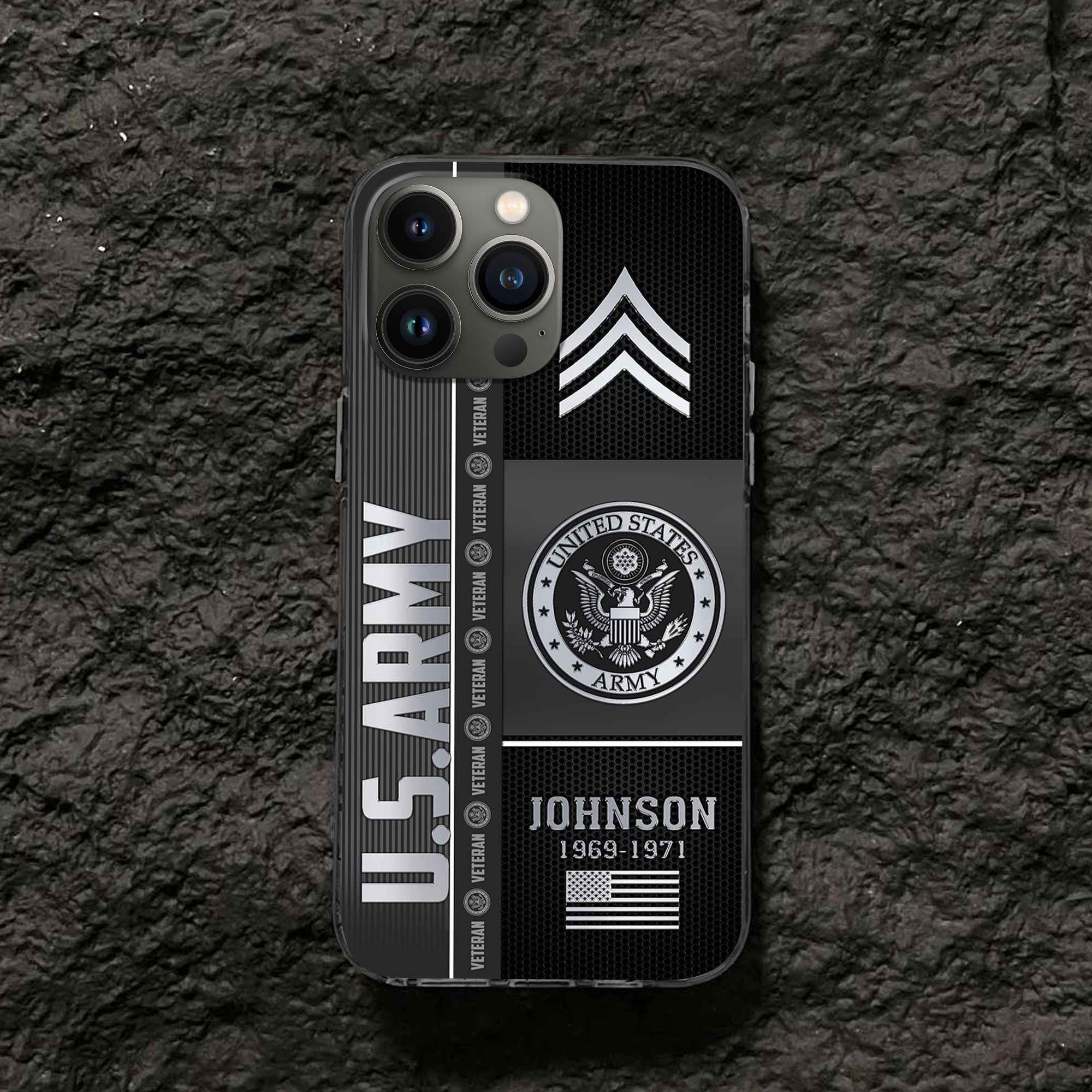 Unique Custom Name, Rank, Year US Army Phone Case VPVC505701, Gifts For Army Veteran, Gifts For Dad, For Husband, Best Gifts On Father's Day, Independence Day, Veterans Day.