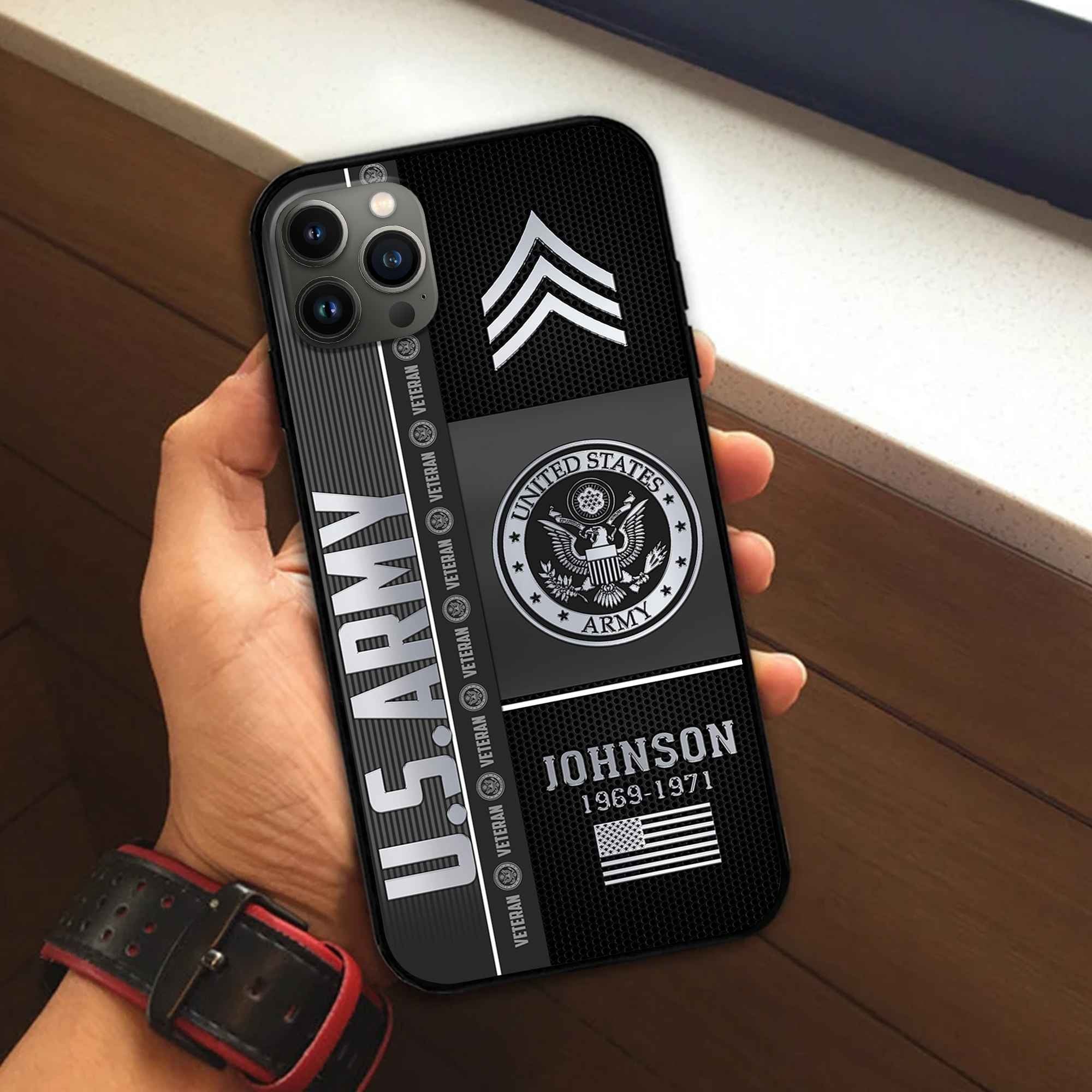 Unique Custom Name, Rank, Year US Army Phone Case VPVC505701, Gifts For Army Veteran, Gifts For Dad, For Husband, Best Gifts On Father's Day, Independence Day, Veterans Day.