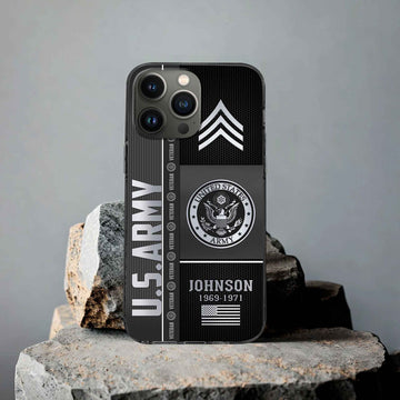 Unique Custom Name, Rank, Year US Army Phone Case VPVC505701, Gifts For Army Veteran, Gifts For Dad, For Husband, Best Gifts On Father's Day, Independence Day, Veterans Day.