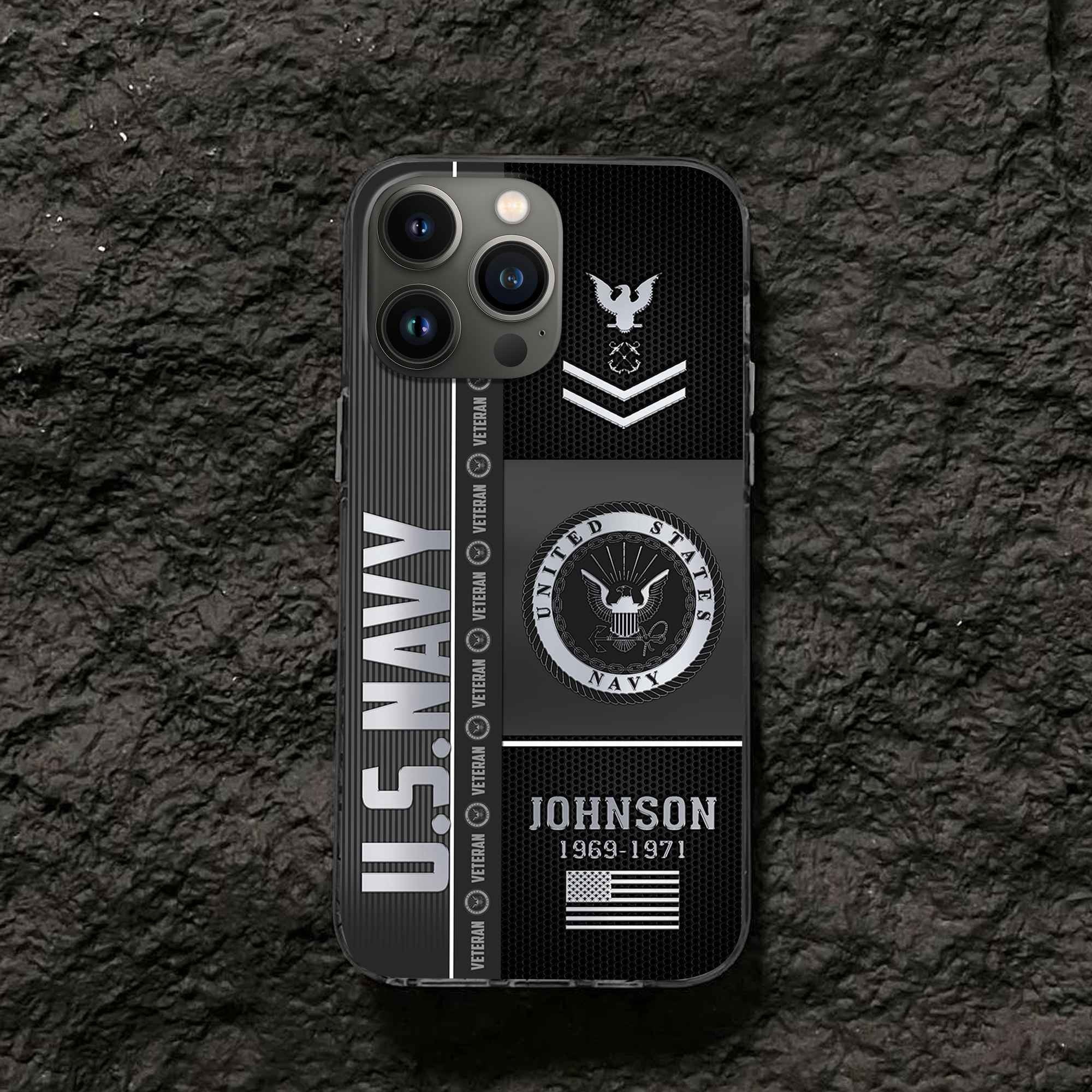 Unique Custom Name, Rank, Year US Navy Phone Case VPVC505702, Gifts For Navy Veteran, Gifts For Dad, For Husband, Best Gifts On Father's Day, Independence Day, Veterans Day.