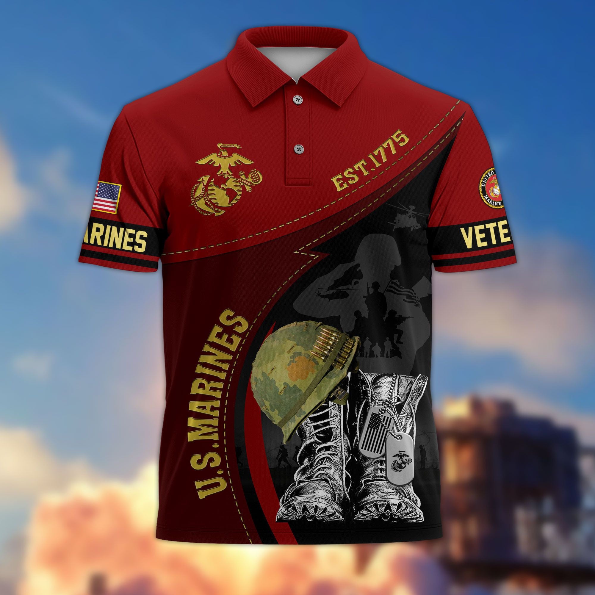 Premium US Veterans Polo Shirt BPHN190312, Gifts For US Veterans, Best Gifts On Father's Day, Armed Forces Day, Independence Day, Veterans Day.