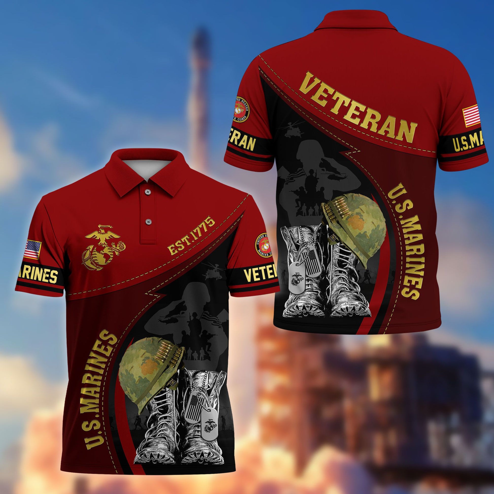 Premium US Veterans Polo Shirt BPHN190312, Gifts For US Veterans, Best Gifts On Father's Day, Armed Forces Day, Independence Day, Veterans Day.