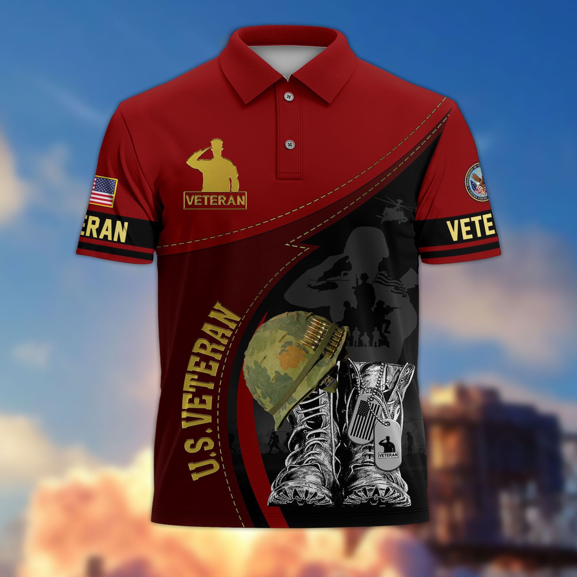 Premium US Veterans Polo Shirt BPHN190312, Gifts For US Veterans, Best Gifts On Father's Day, Armed Forces Day, Independence Day, Veterans Day.