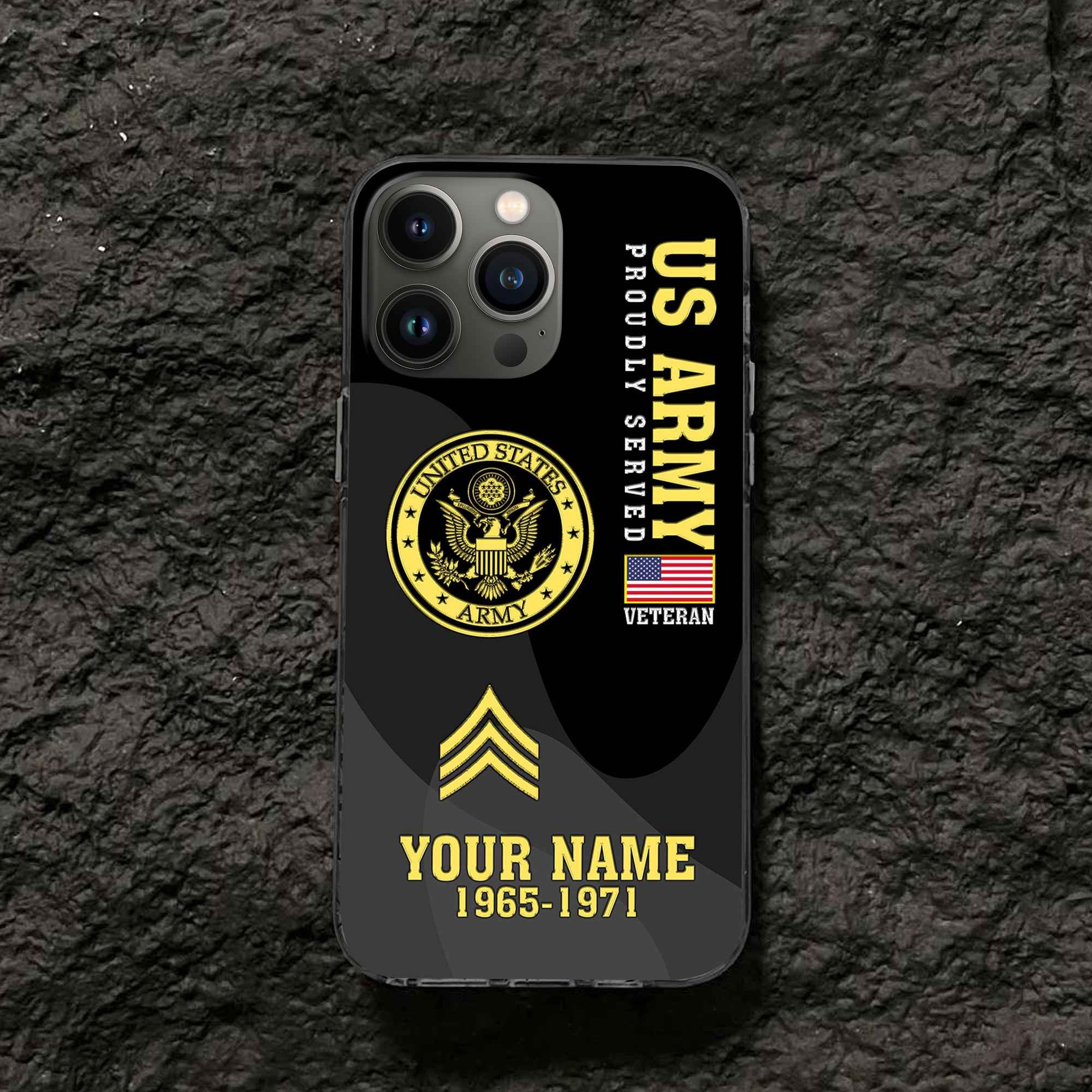 Premium US Army Phone Case VPVC506001, Custom Name, Rank, Year, Gifts For Army Veteran, Best Gifts On Father's Day, Armed Forces Day, Independence Day, Veterans Day.