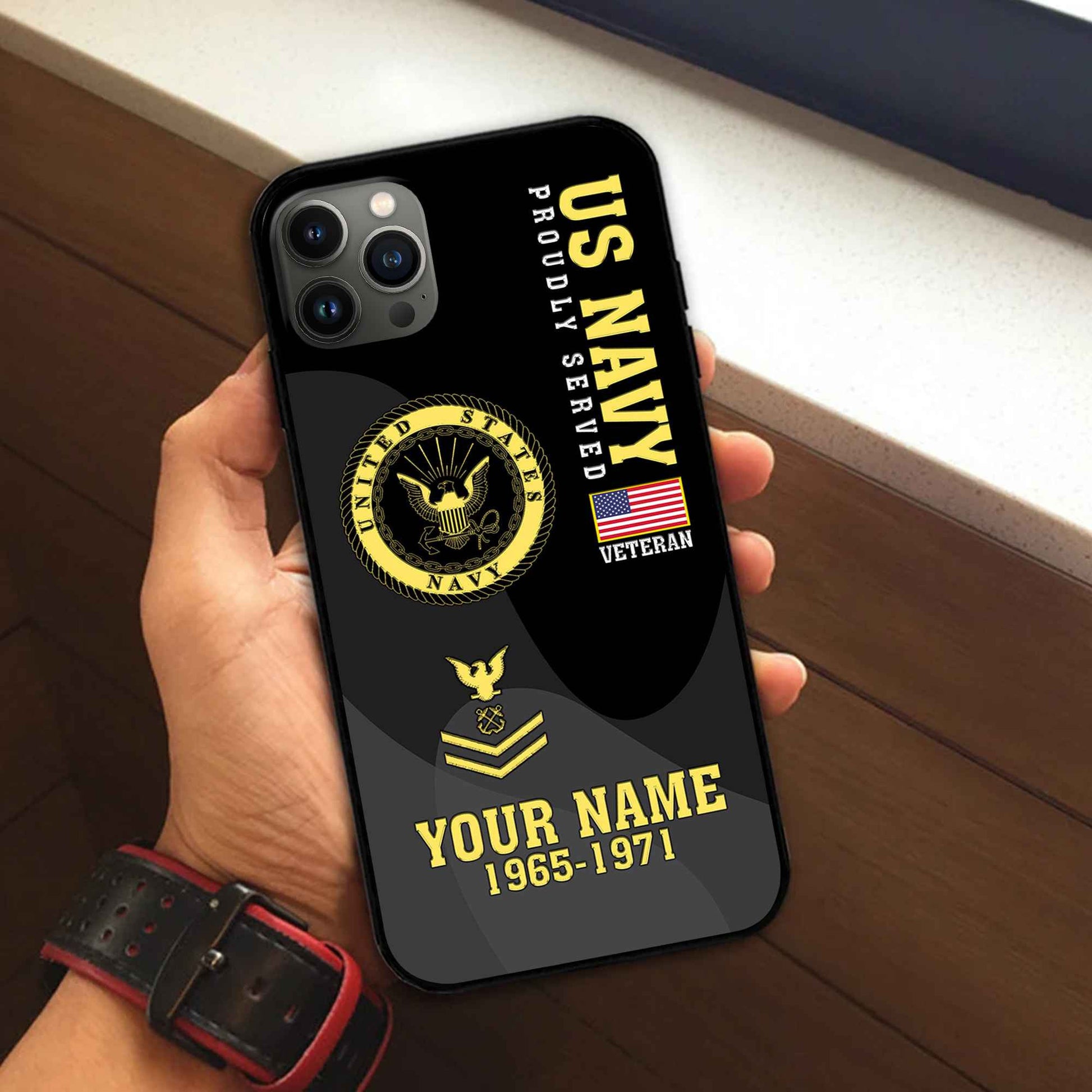 Premium US Navy Phone Case VPVC506002, Custom Name, Rank, Year, Gifts For Navy Veteran, Best Gifts On Father's Day, Armed Forces Day, Independence Day, Veterans Day.