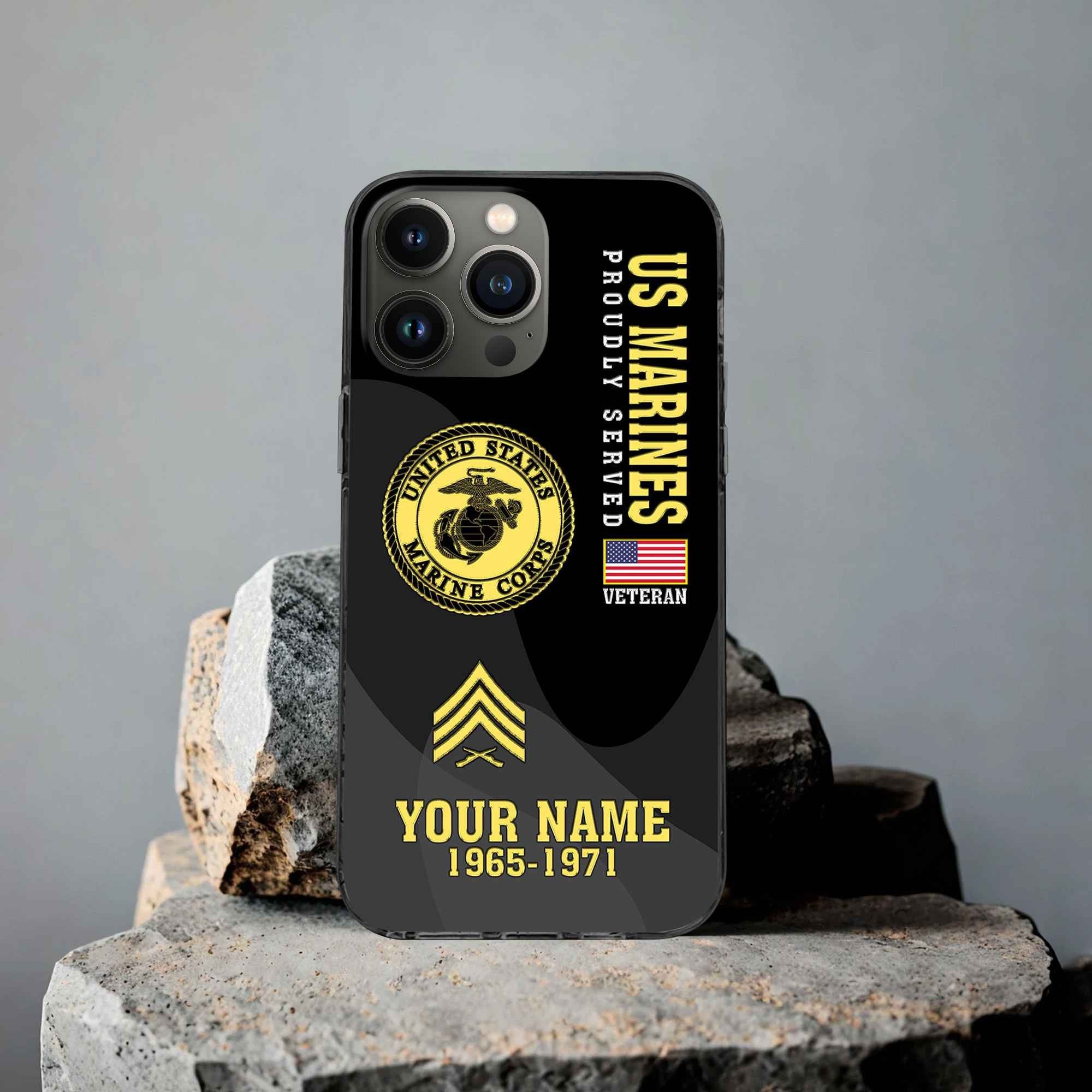 Premium USMC Phone Case VPVC506003, Custom Name, Rank, Year, Gifts For Marine Veteran, Best Gifts On Father's Day, Armed Forces Day, Independence Day, Veterans Day.