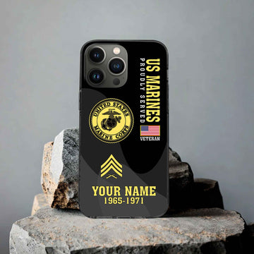 Premium USMC Phone Case VPVC506003, Custom Name, Rank, Year, Gifts For Marine Veteran, Best Gifts On Father's Day, Armed Forces Day, Independence Day, Veterans Day.