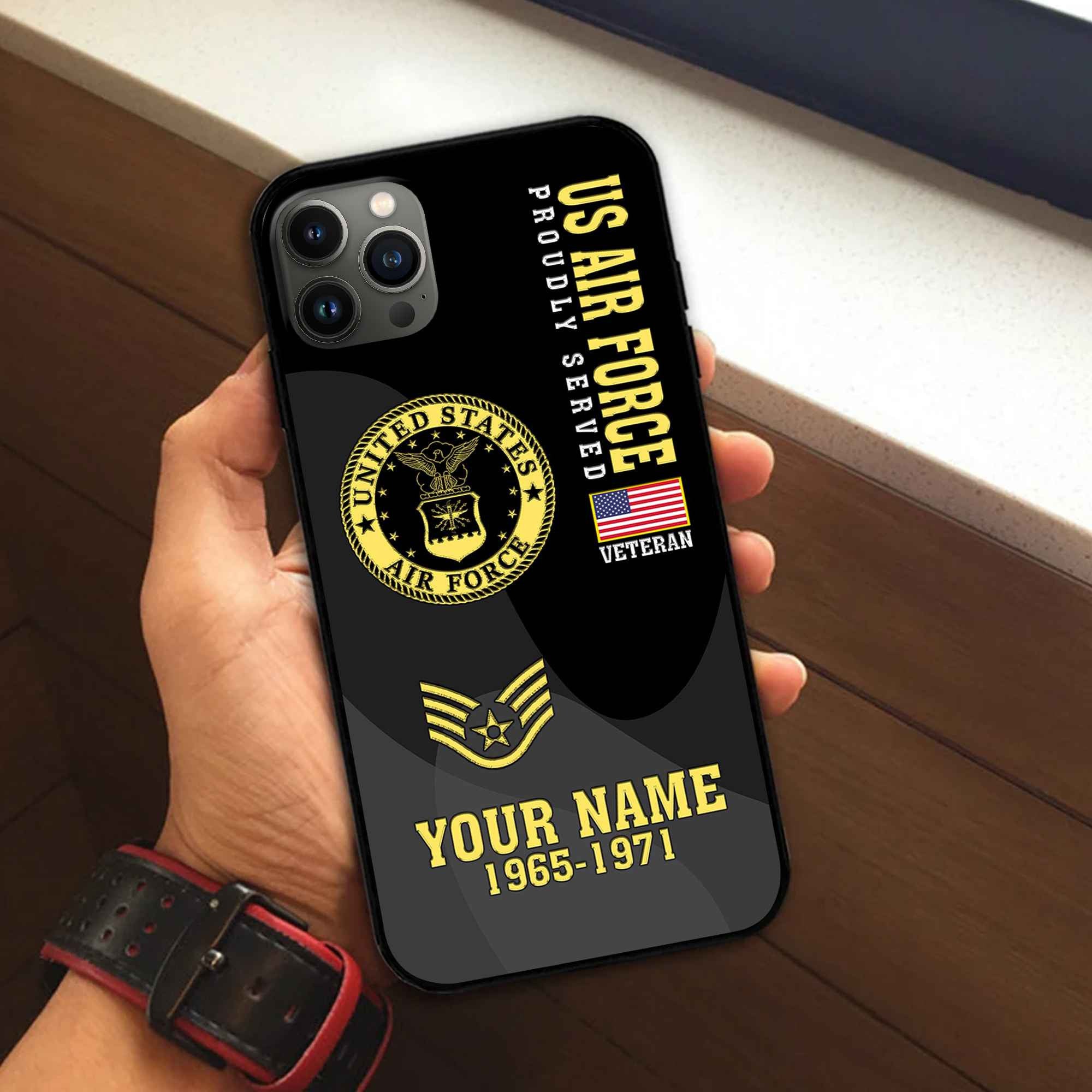 Premium USAF Phone Case VPVC506004, Custom Name, Rank, Year, Gifts For Air Force Veteran, Best Gifts On Father's Day, Armed Forces Day, Independence Day, Veterans Day.