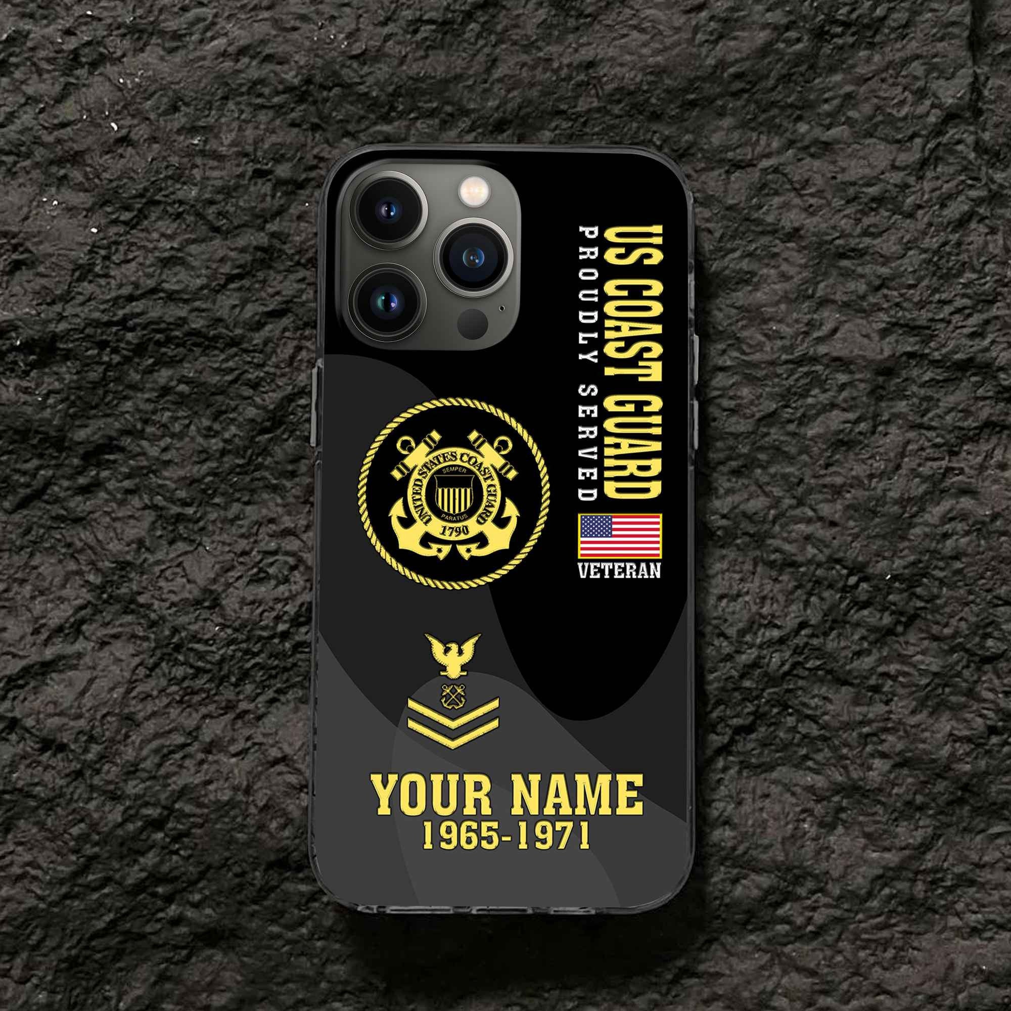 Premium USCG Phone Case VPVC506005, Custom Name, Rank, Year, Gifts For Coast Guard Veteran, Best Gifts On Father's Day, Armed Forces Day, Independence Day, Veterans Day.