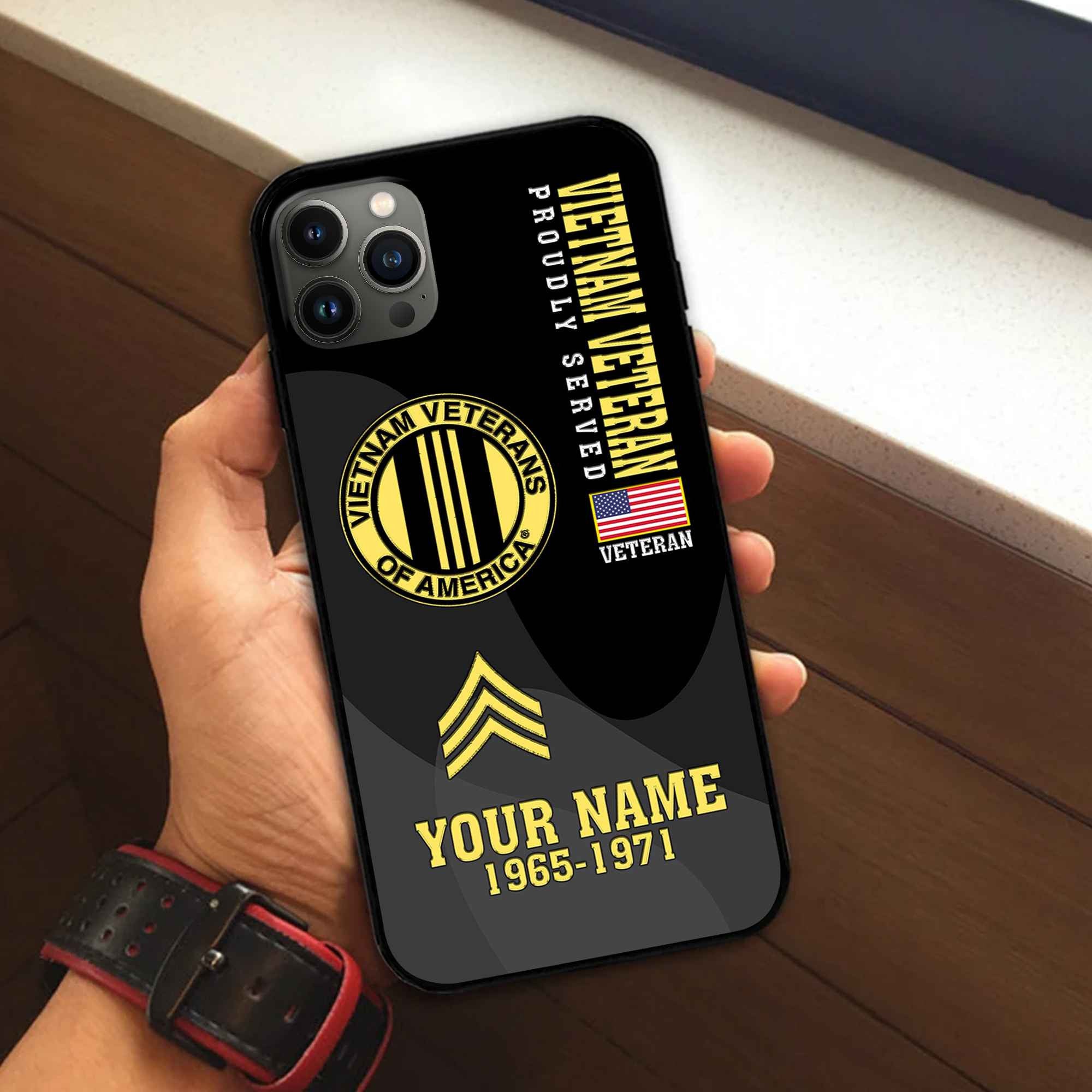 Premium Vietnam Veteran Phone Case VPVC506006, Custom Name, Rank, Year, Gifts For Vietnam Veteran, Best Gifts On Father's Day, Armed Forces Day, Independence Day, Veterans Day.