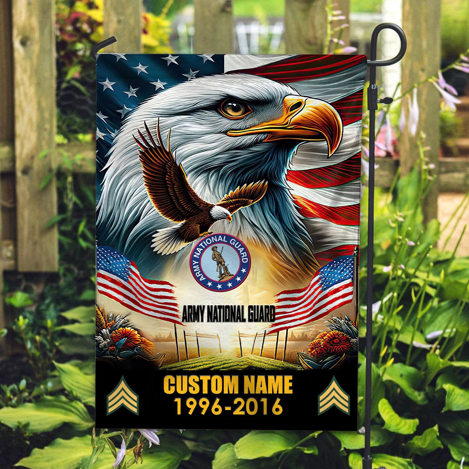 Premium Custom Name, Rank US Army National Guard Flag VPVC110208, Gift For Army National Guard Veteran, American Flag, Patriotic Flag, Garden Flag, House Flag, Best Gifts On Father's Day, Independence Day, Veterans Day.