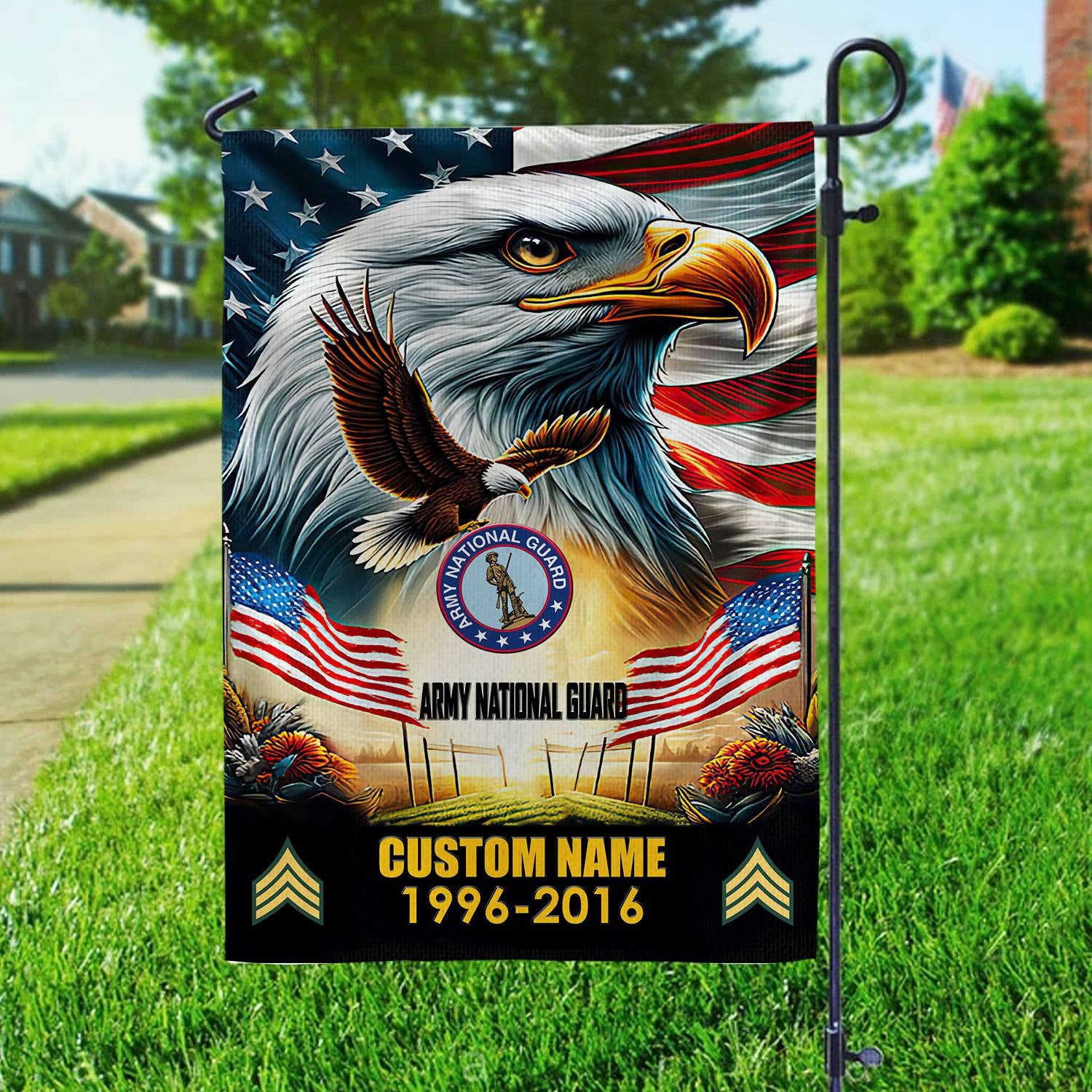 Premium Custom Name, Rank US Army National Guard Flag VPVC110208, Gift For Army National Guard Veteran, American Flag, Patriotic Flag, Garden Flag, House Flag, Best Gifts On Father's Day, Independence Day, Veterans Day.