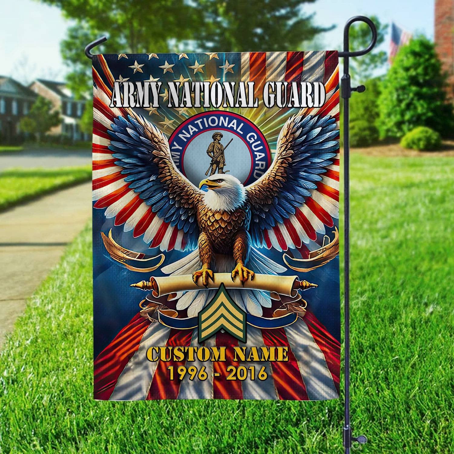 Premium Custom Name, Rank US Army National Guard Flag VPVC110308, Gift For Army National Guard Veteran, American Flag, Patriotic Flag, Garden Flag, House Flag, Best Gifts On Father's Day, Independence Day, Veterans Day.