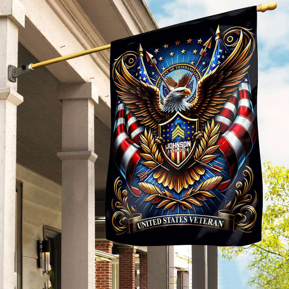 US Veteran Flag VPVC110407, Custom Name, Rank, Year, Gift For US Veteran, American Flag, Patriotic Flag, Garden Flag, House Flag, Best Gifts On Father's Day, Independence Day, Veterans Day.