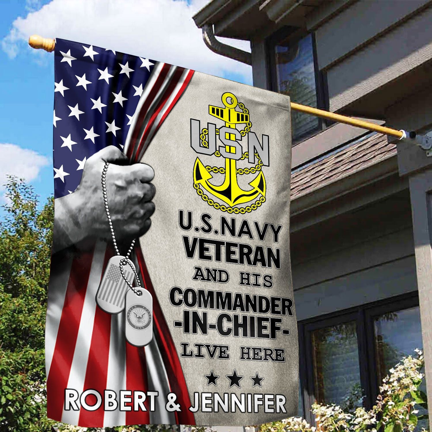 US Navy Flag VPVC110502, Custom Name, Gift For Navy Veteran, American Flag, Patriotic Flag, Garden Flag, House Flag, Best Gifts On Father's Day, Independence Day, Veterans Day.