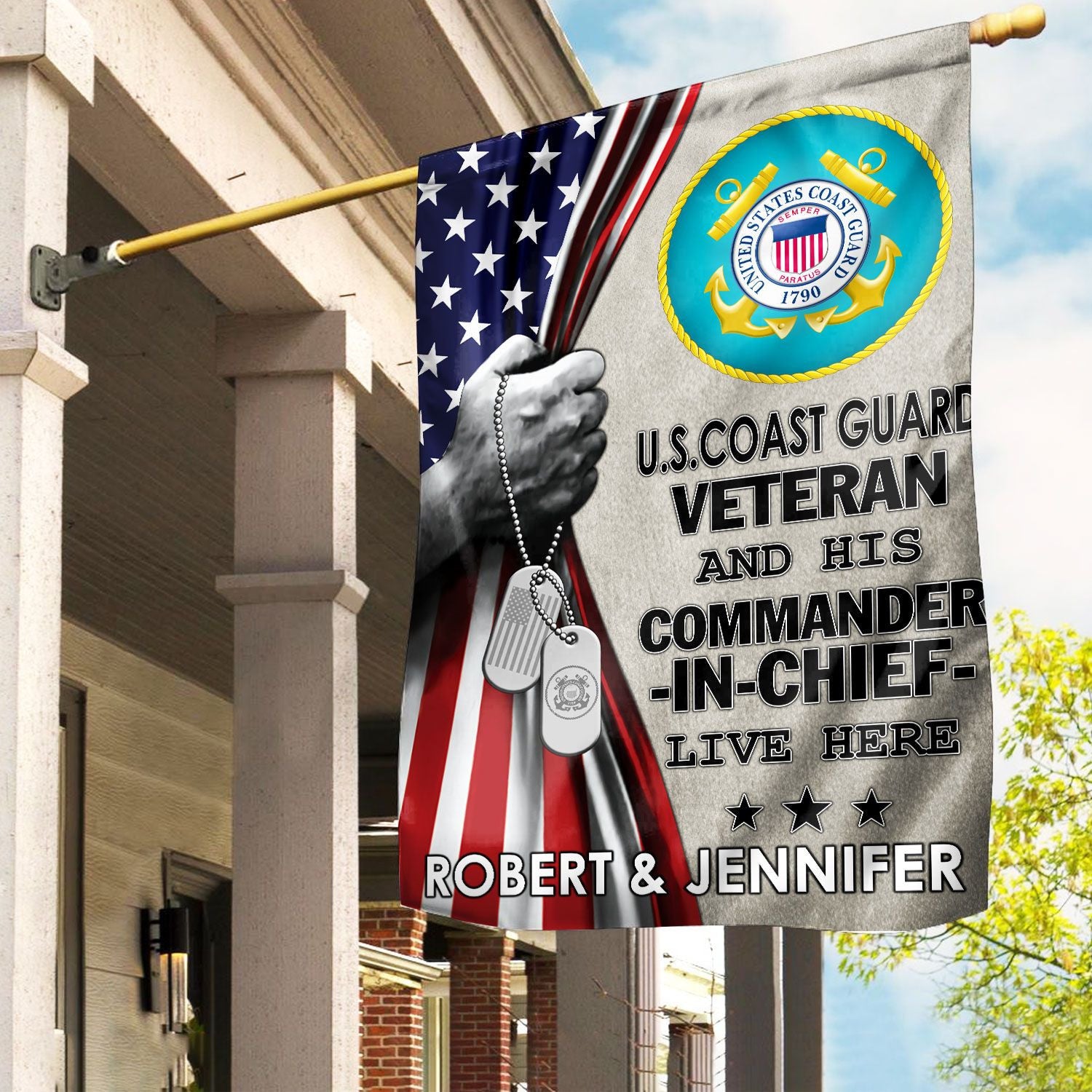 USCG Flag VPVC110505, Custom Name, Gift For Coast Guard Veteran, American Flag, Patriotic Flag, Garden Flag, House Flag, Best Gifts On Father's Day, Independence Day, Veterans Day.
