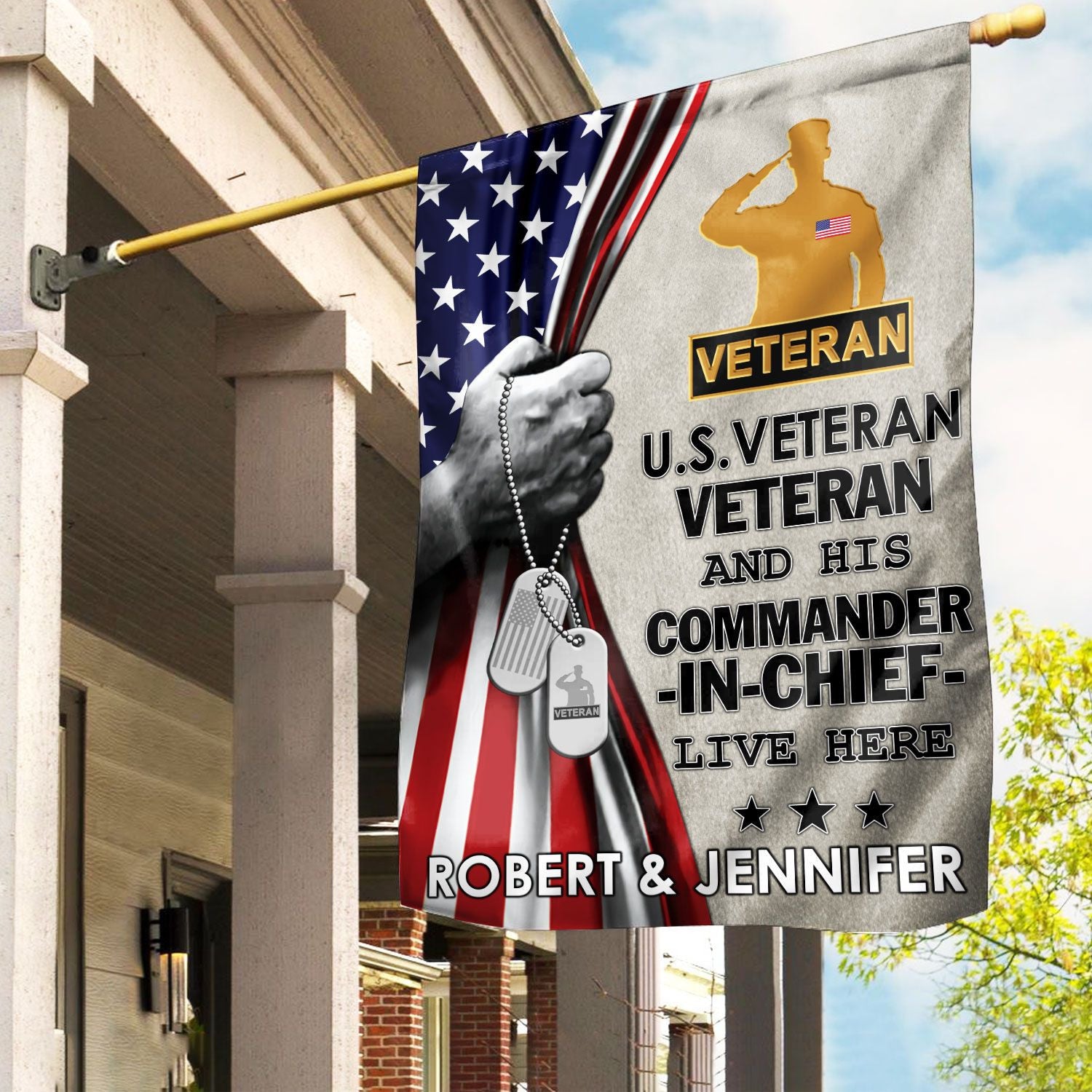 US Veteran Flag VPVC110507, Custom Name, Gift For US Veteran, American Flag, Patriotic Flag, Garden Flag, House Flag, Best Gifts On Father's Day, Independence Day, Veterans Day.
