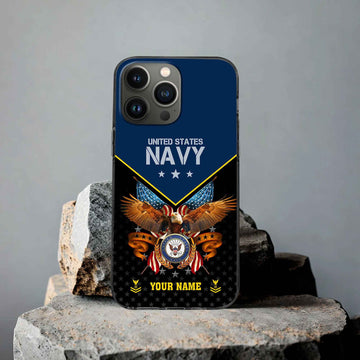 Unique Custom Name, Rank, US Navy Phone Case VPVC506202, Gifts For Navy Veteran, Best Gifts On Father's Day, Independence Day, Veterans Day.