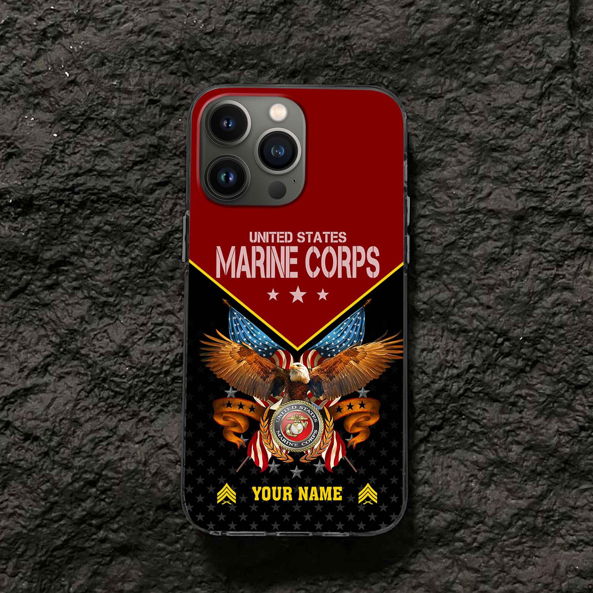 Unique Custom Name, Rank, USMC Phone Case VPVC506203, Gifts For Marine Veteran, Best Gifts On Father's Day, Independence Day, Veterans Day.