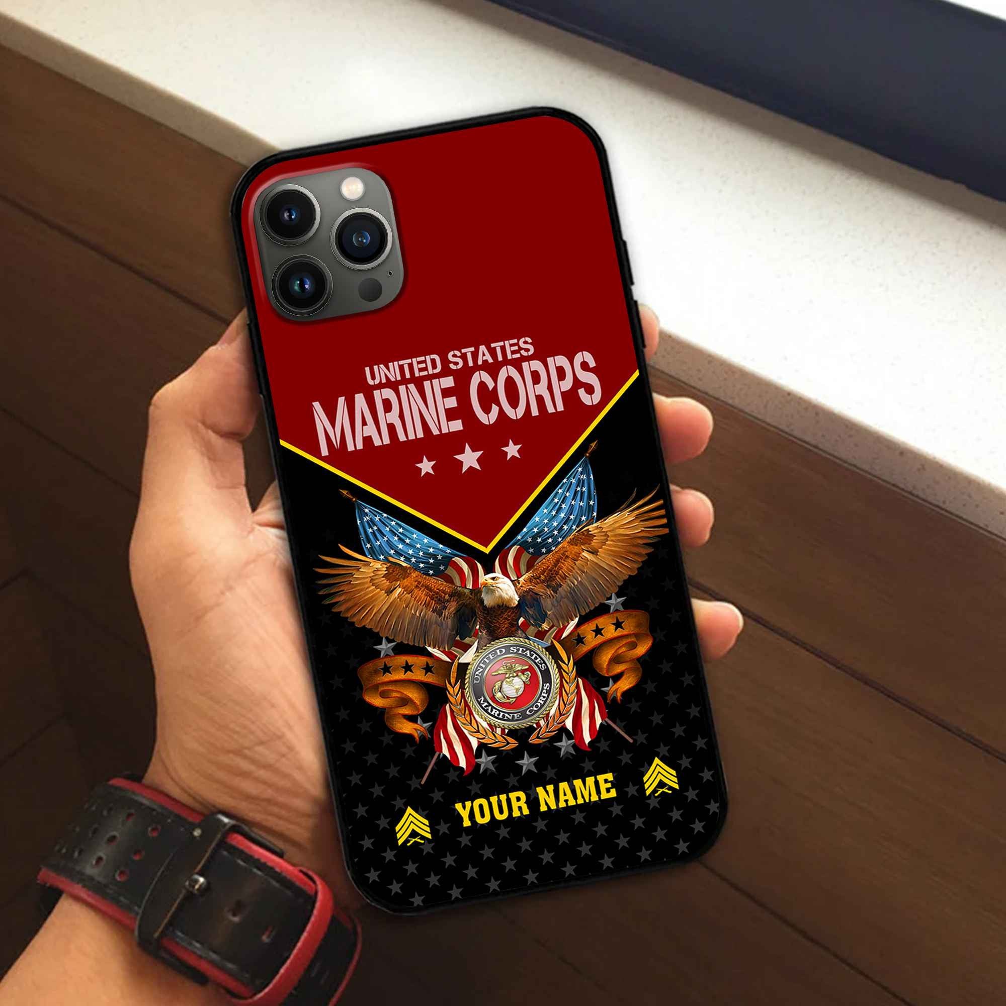 Unique Custom Name, Rank, USMC Phone Case VPVC506203, Gifts For Marine Veteran, Best Gifts On Father's Day, Independence Day, Veterans Day.